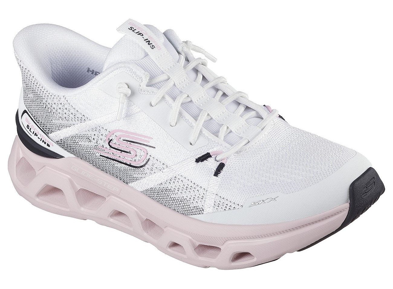 Skechers GLIDE-STEP ALTUS-FAST LANE Slip-On Sneaker Laufschuh, Trainingsschuh mit dämpfender Glide Step Sohle (rosa/schwarz/weiß)