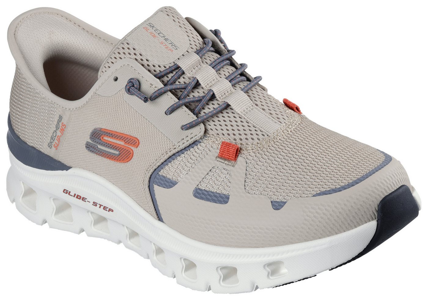 Skechers GLIDE-STEP PRO Slip-On Sneaker Laufschuh, Trainingsschuh mit flexibler Traktionslaufsohle (beige/orange)