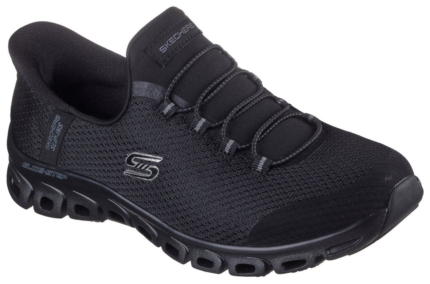 Skechers GLIDE-STEP-PURSUIT Slip-On Sneaker Freizeitschuh mit elastischem Einstieg (schwarz)