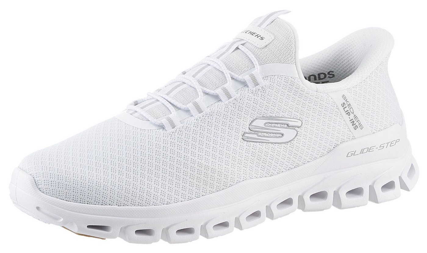 Skechers GLIDE-STEP Slip-On Sneaker Schlupfschuh, Freizeitschuh, Trainingsschuh mit praktischem Gummizug (weiß)