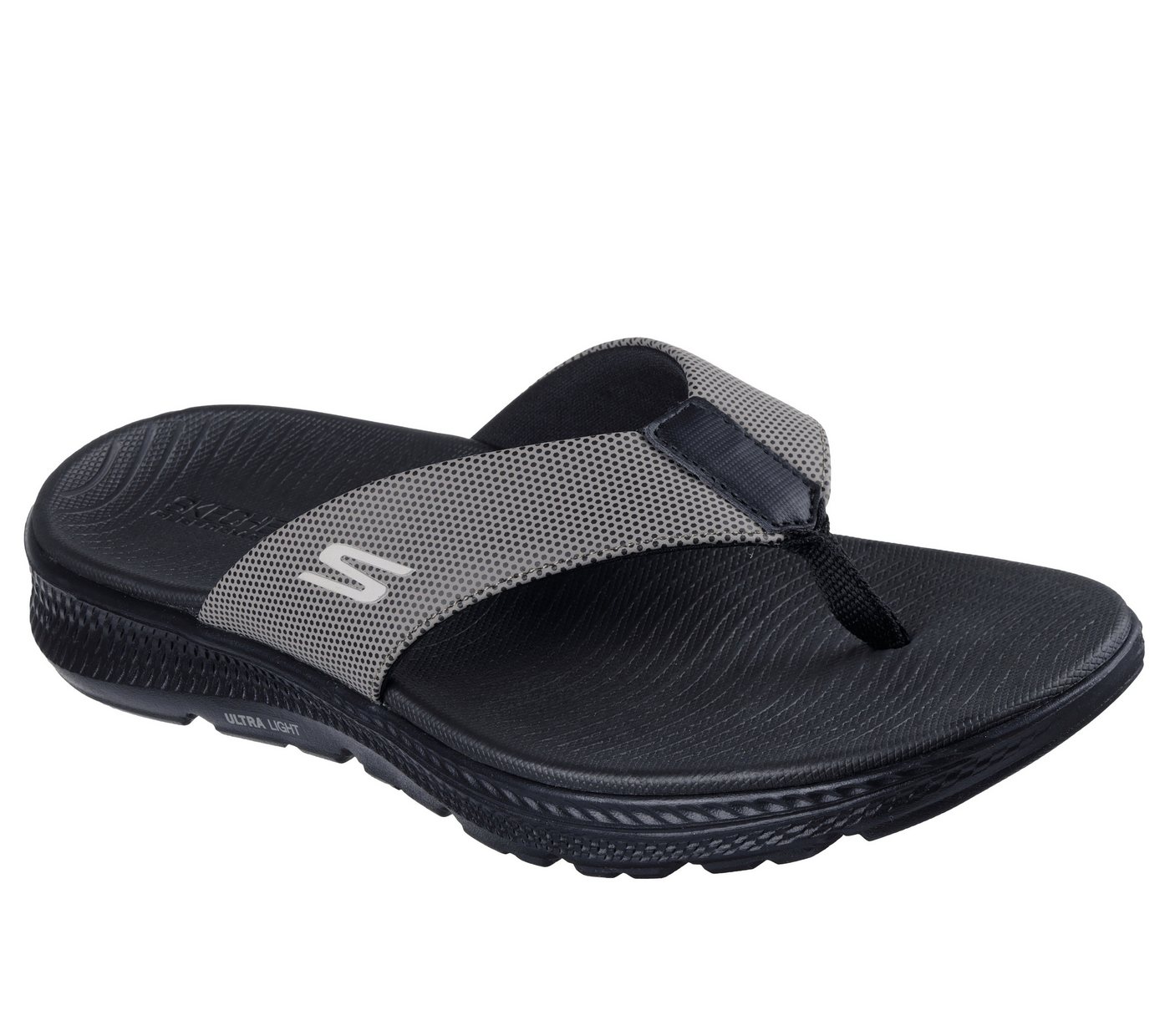 Skechers GO CONSISTENT SANDAL 2.0 CANTON Zehentrenner Badeschuh, Sommerschuh, Flat mit Goga Mat Fußbett (beige/schwarz)