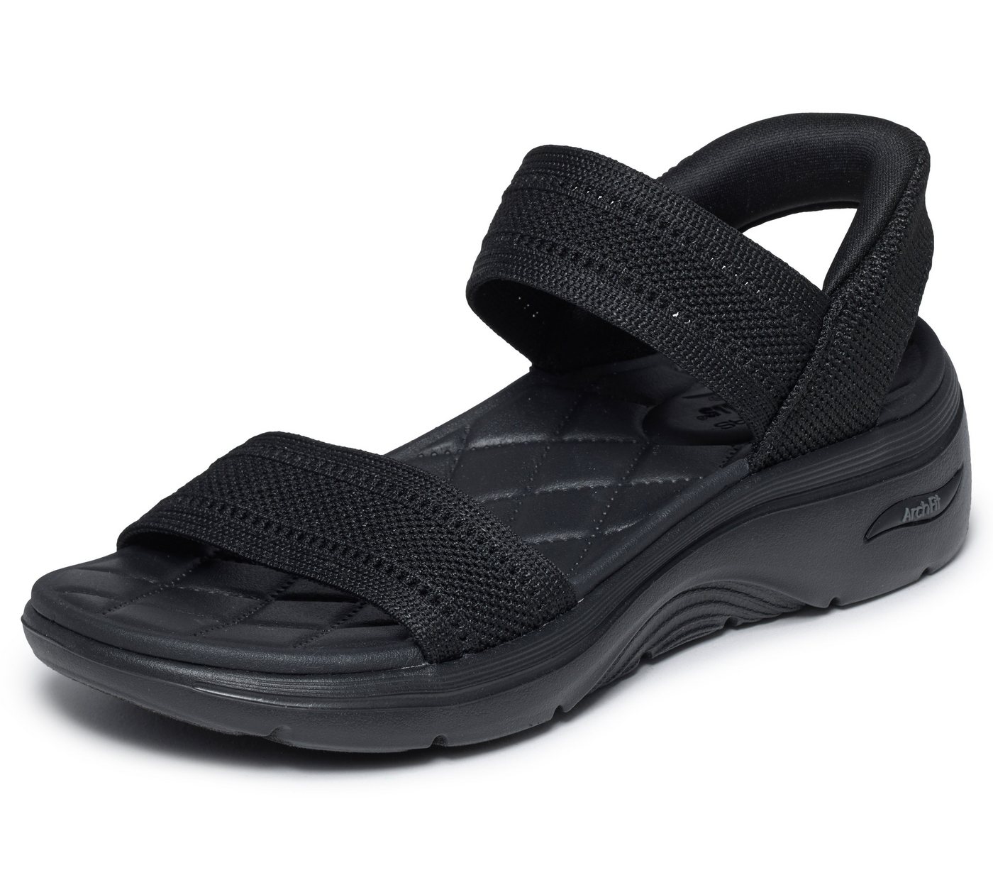 Skechers GO WALK ARCH FIT 2.0 SANDAL Sandale Sommerschuh, Keilsandalette, Urlaubsschuh mit sportiver Sohle (schwarz)