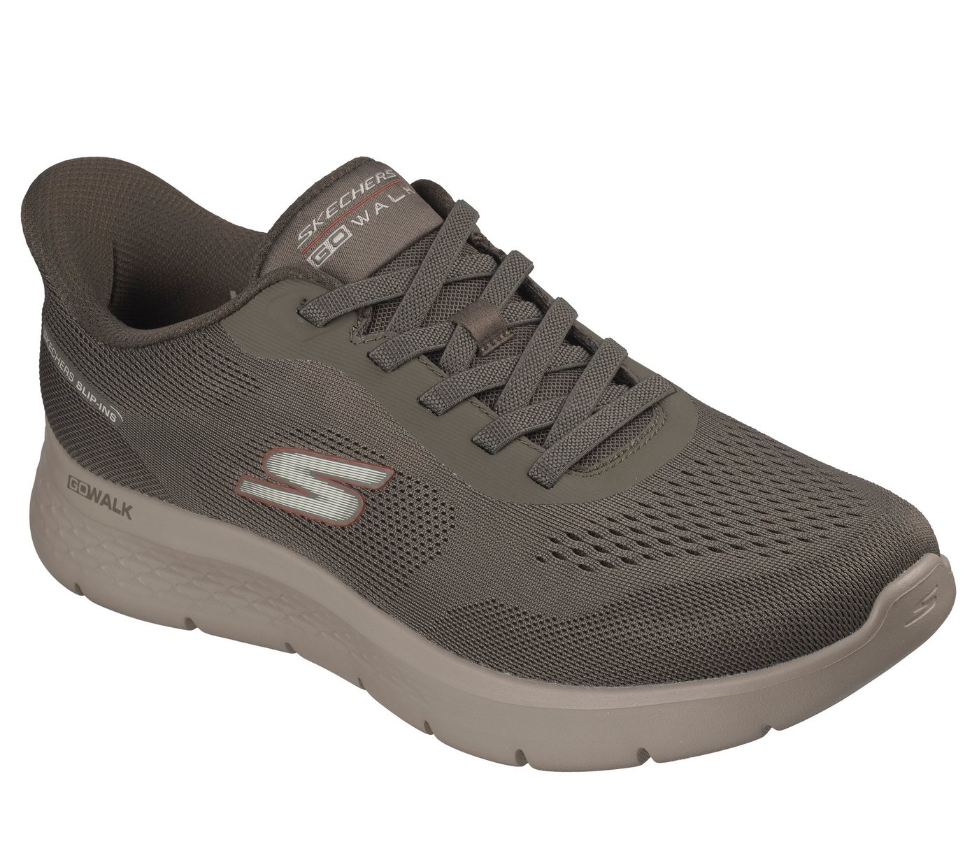 Skechers GO WALK FLEX-MASTER Slip-On Sneaker Schlupfschuh, Halbschuh, Freizeitschuh mit elastischen Schnürsenkeln (beige)