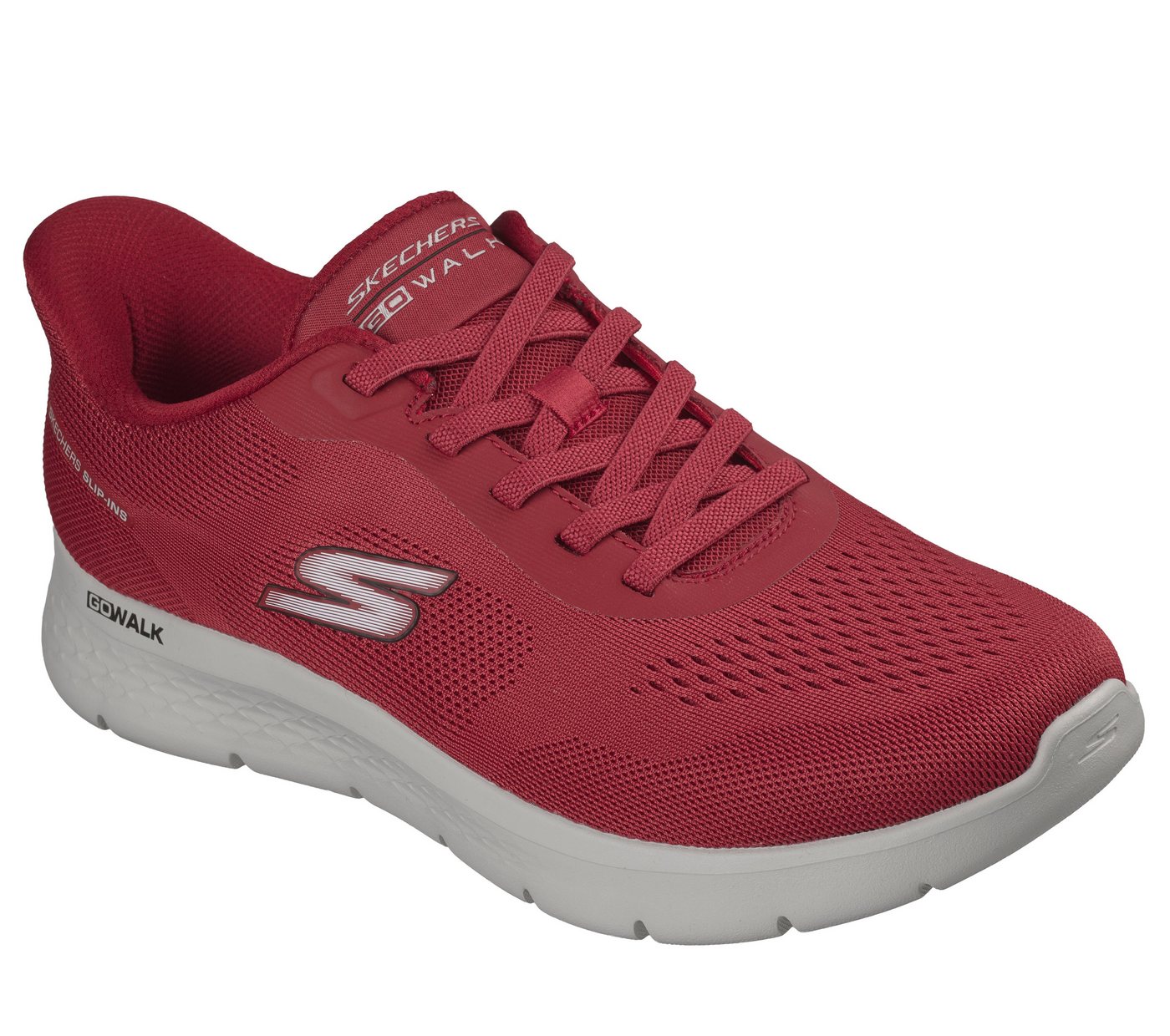 Skechers GO WALK FLEX-MASTER Slip-On Sneaker Schlupfschuh, Halbschuh, Freizeitschuh mit elastischen Schnürsenkeln (rot)