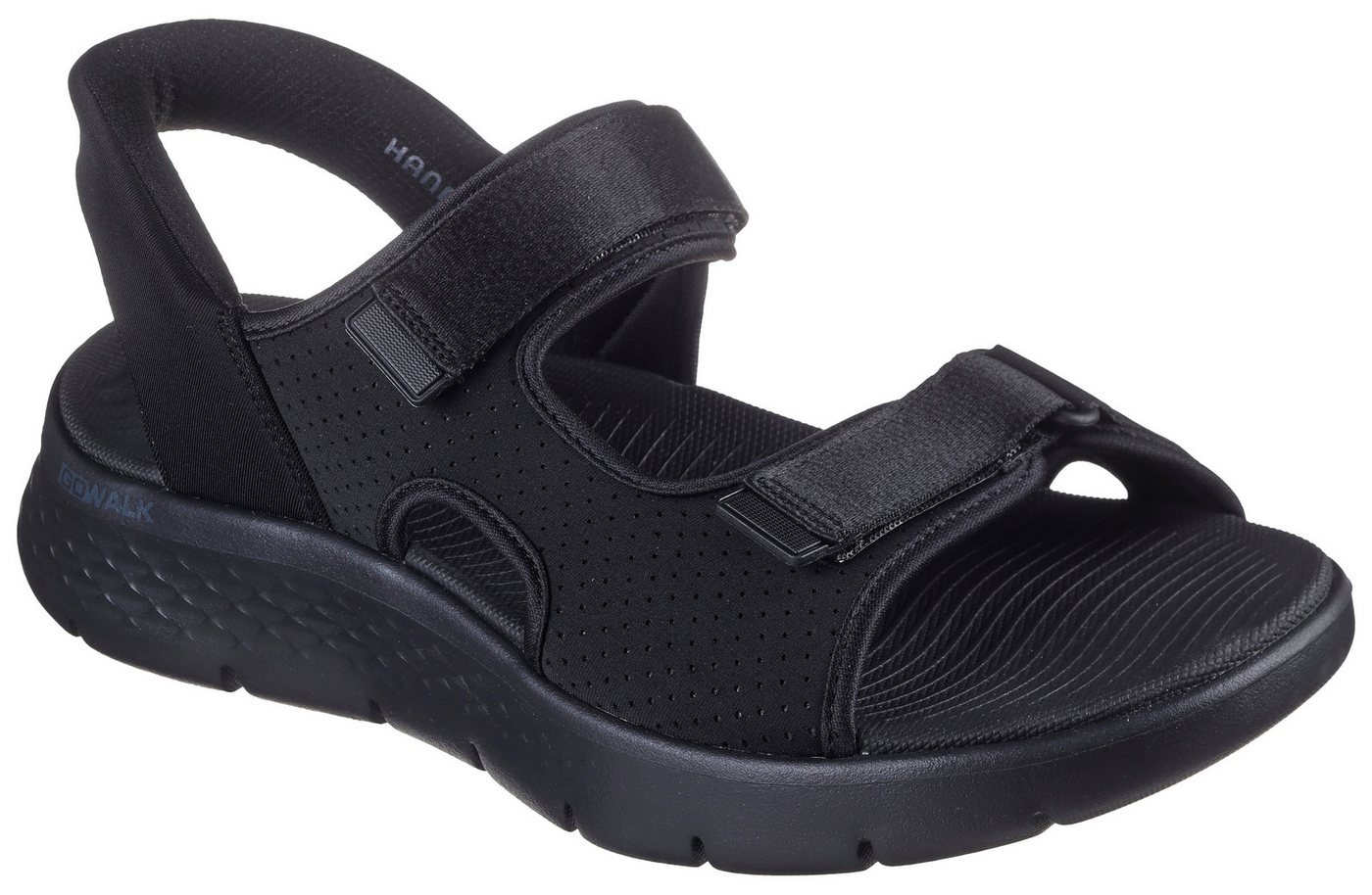 Skechers GO WALK FLEX SANDAL-EASY ENTRY Sandale Sommerschuh, Sandalette, Slip-In mit atmungsaktiver Goga Mat Sohle (schwarz)