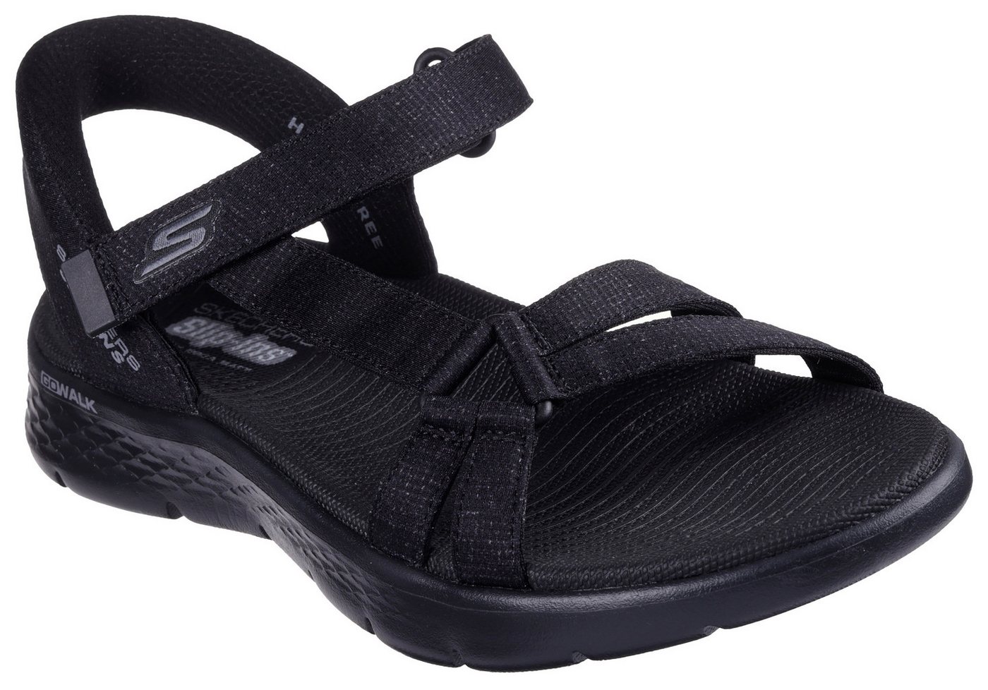 Skechers GO WALK FLEX SANDAL-ILLUMINATE Sandale Sandalette, Trekking Sandale mit Gogo Mat Fußbett (schwarz)