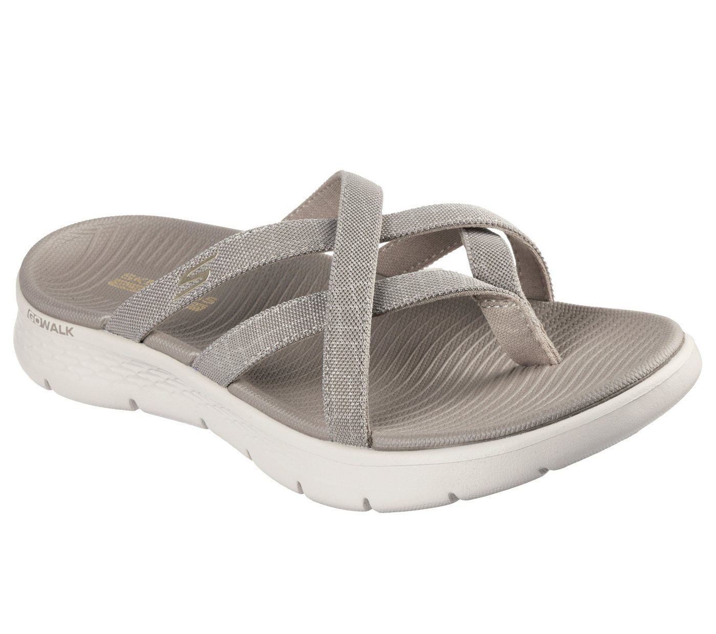 Skechers GO WALK FLEX SANDAL-SSSELENA Zehentrenner Sommerschuh, Strandschuh, Sandale, Badeschuh mit Komfortfußbett (beige)