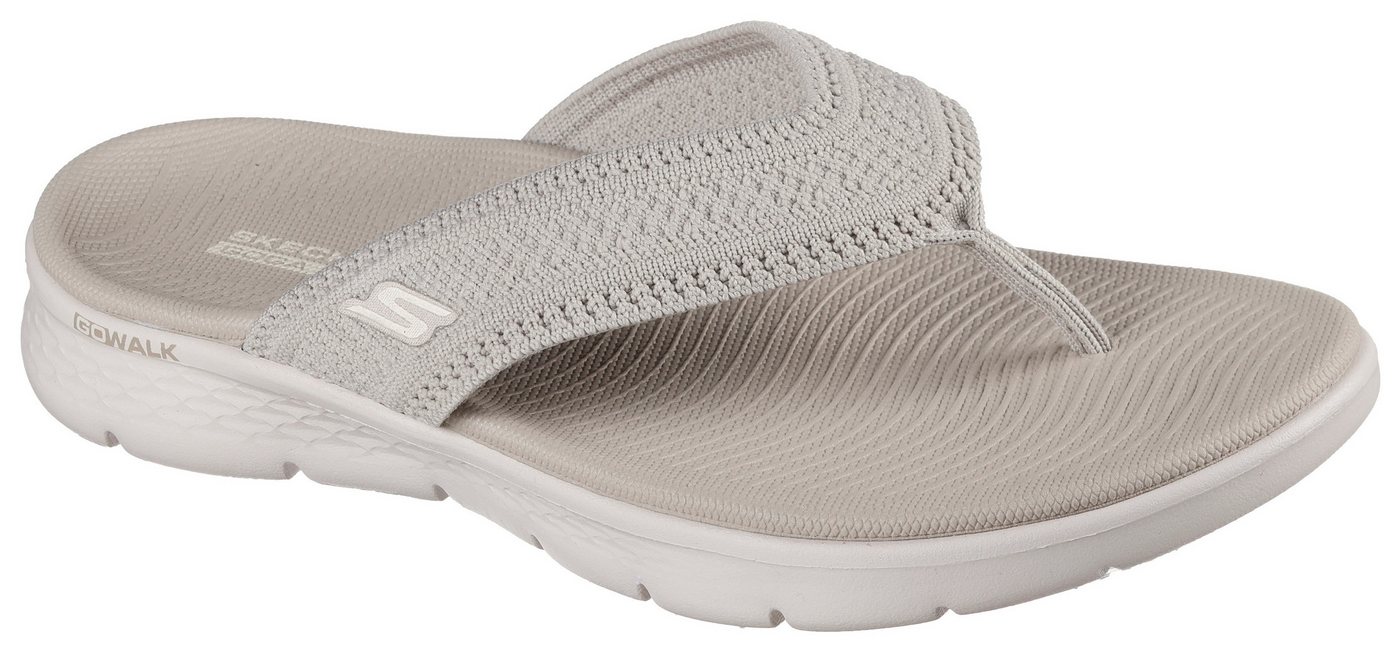 Skechers GO WALK FLEX SANDAL Zehentrenner Badeschuh, Strandschuh, Sommerschuh mit Goga Mat Fußbett (beige)