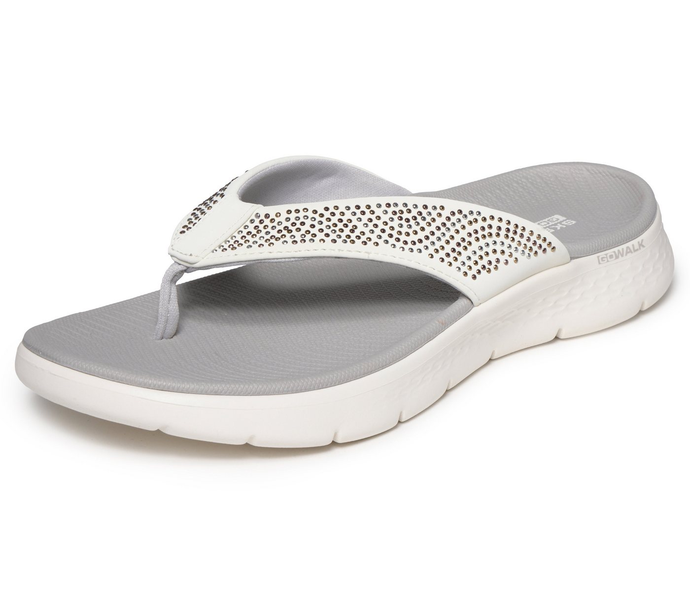 Skechers GO WALK FLEX SANDAL Zehentrenner Sommerschuh, Badeschuh, Strandschuh mit Nietenverzierung (weiß)