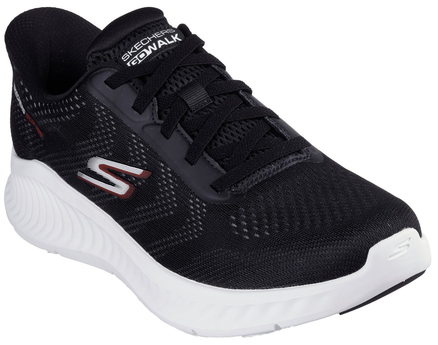 Skechers GO WALK NOW-PAYTON Slip-On Sneaker Trainingsschuh, Schnürschuh mit Handsfree Slip-ins (schwarz/weiß)