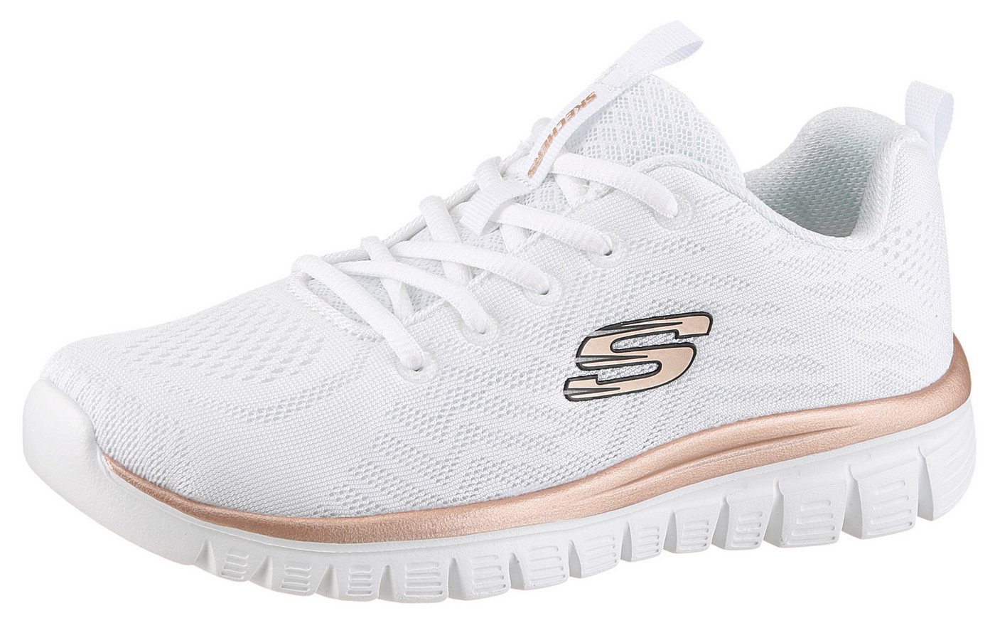 Skechers Graceful - Get Connected Sneaker Freizeitschuh, Halbschuh, Schnürschuh für die Maschinenwäsche geeignet (gold/weiß)
