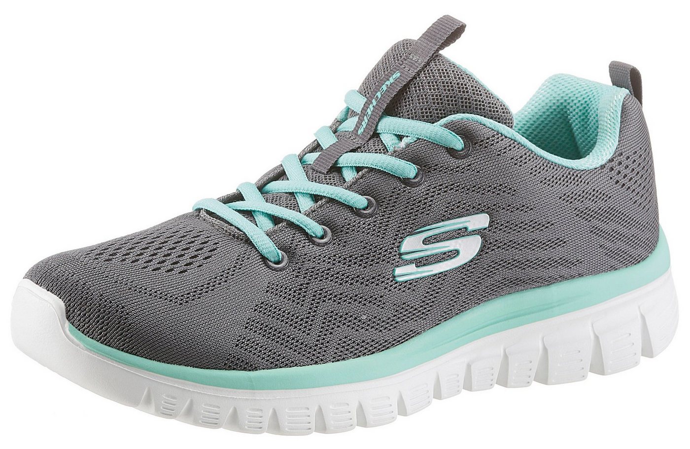 Skechers Graceful - Get Connected Sneaker Freizeitschuh, Halbschuh, Schnürschuh für die Maschinenwäsche geeignet (grau)