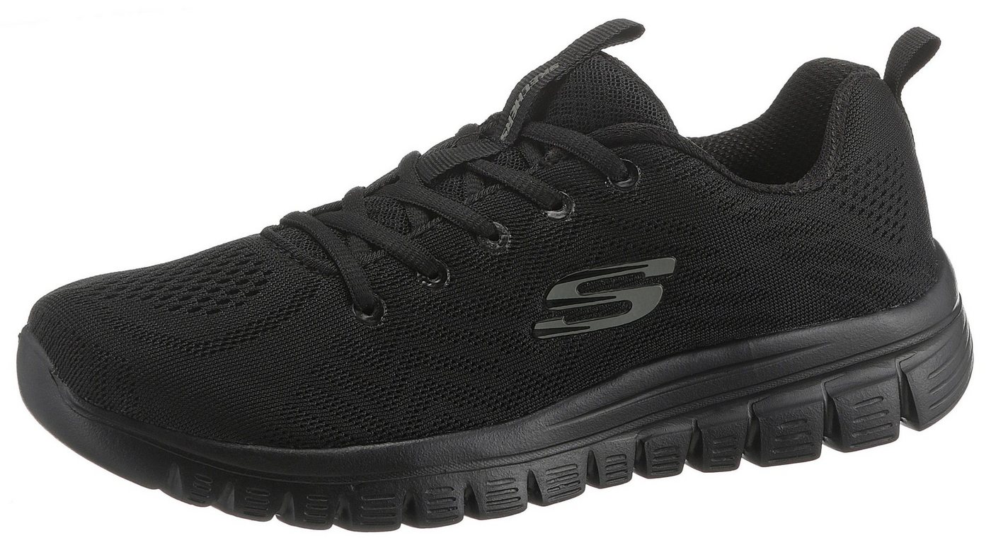 Skechers Graceful - Get Connected Sneaker Freizeitschuh, Halbschuh, Schnürschuh für die Maschinenwäsche geeignet (schwarz)