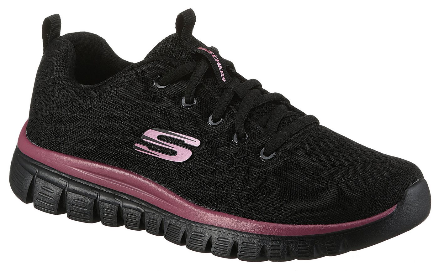 Skechers Graceful - Get Connected Sneaker Freizeitschuh, Halbschuh, Schnürschuh für die Maschinenwäsche geeignet (schwarz)