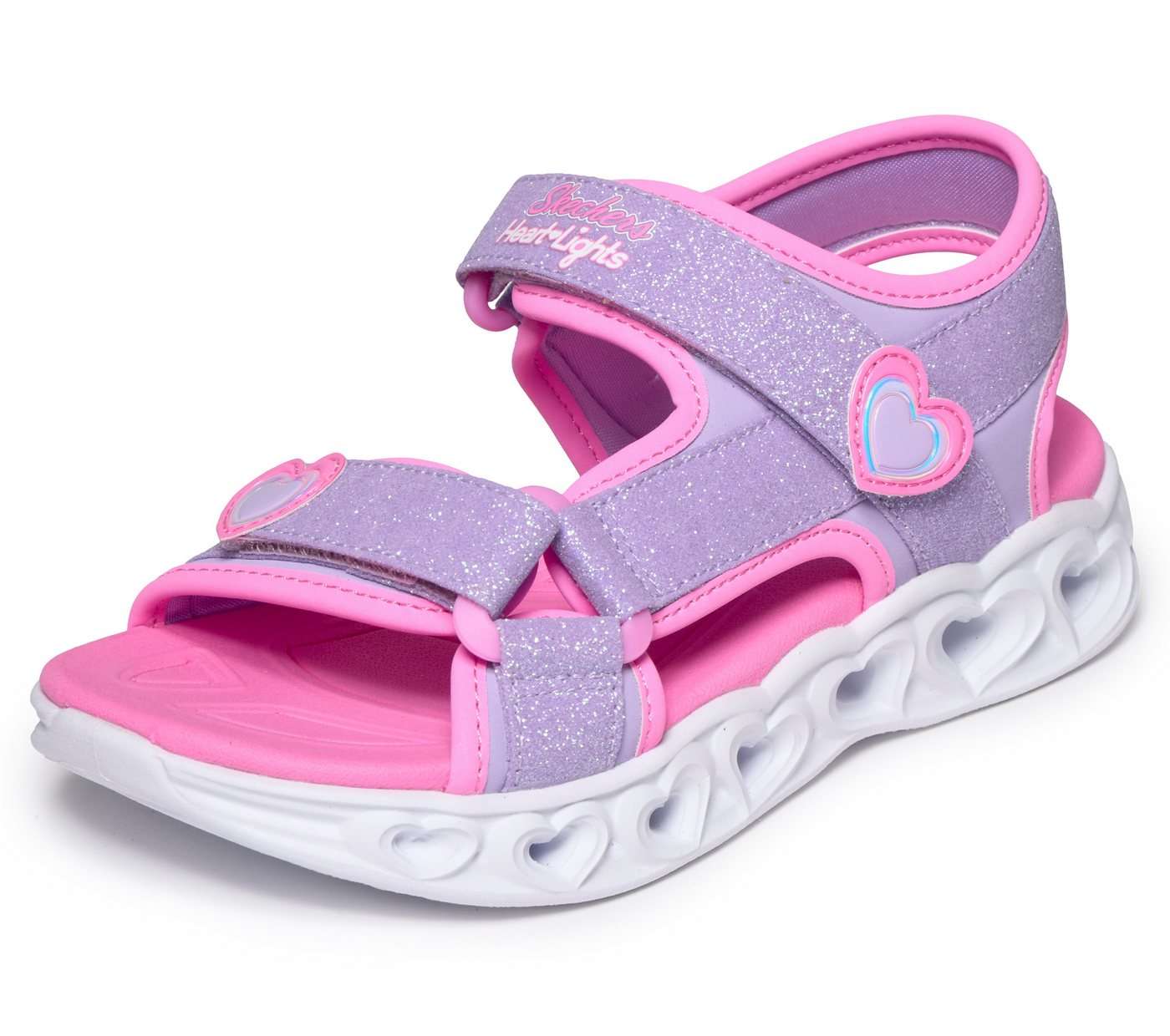 Skechers HEART LIGHTS SANDALS Sandale Sommerschuh mit Klettverschluss, Größenschablone zum Download (lila)