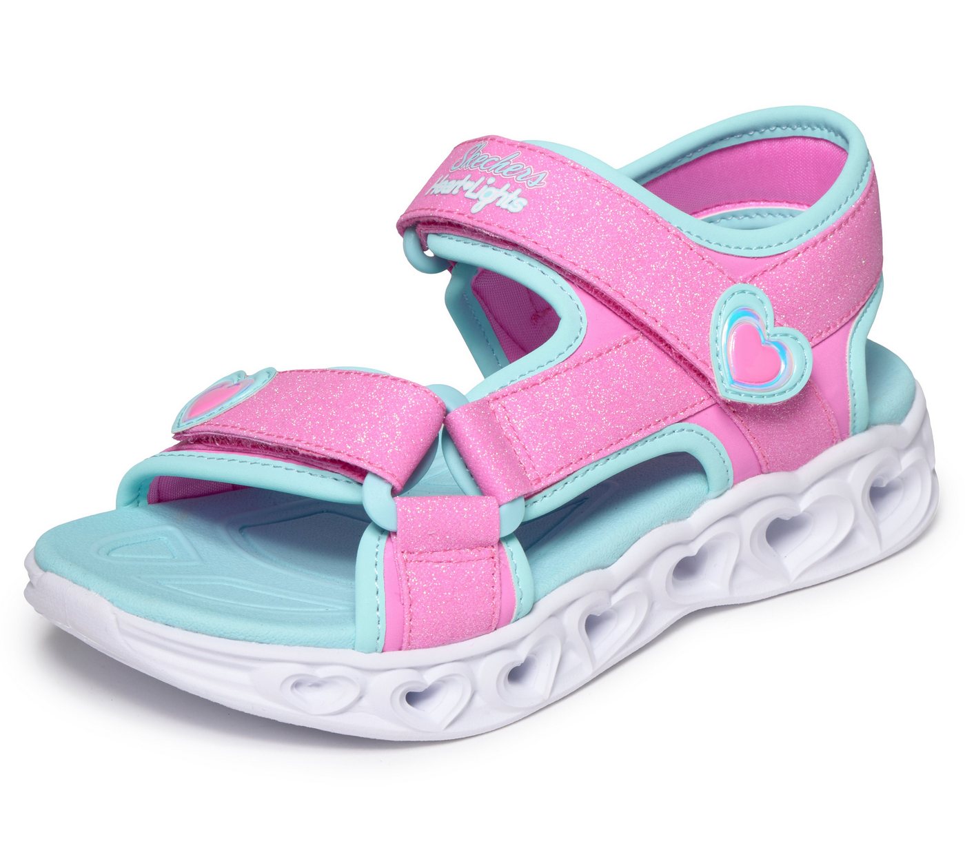 Skechers HEART LIGHTS SANDALS Sandale Sommerschuh mit Klettverschluss, Größenschablone zum Download (rosa)