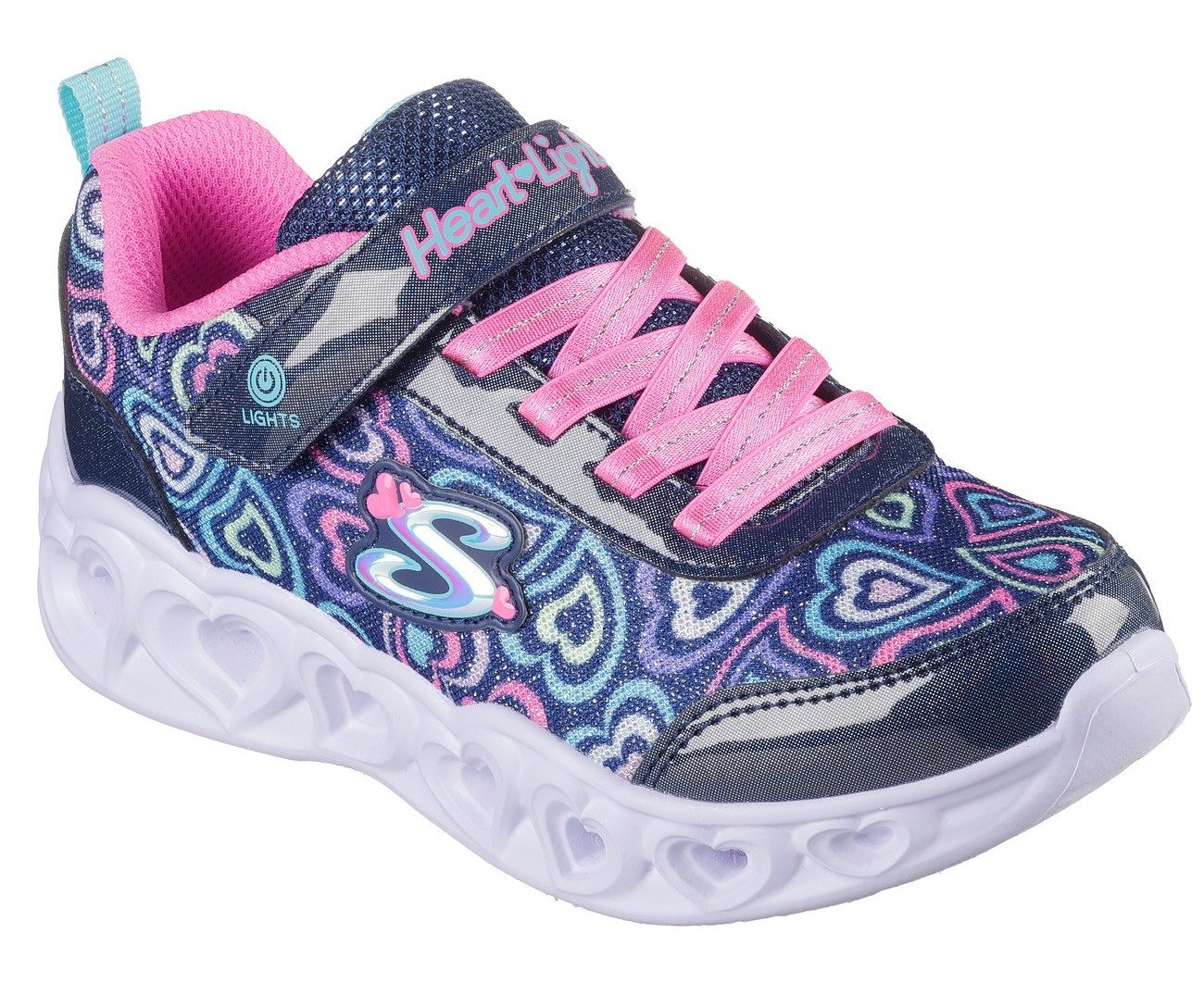Skechers HEART LIGHTS Sneaker Blinkschuh mit Herz-Laufsohle, Größenschablone zum Download (blau/bunt)