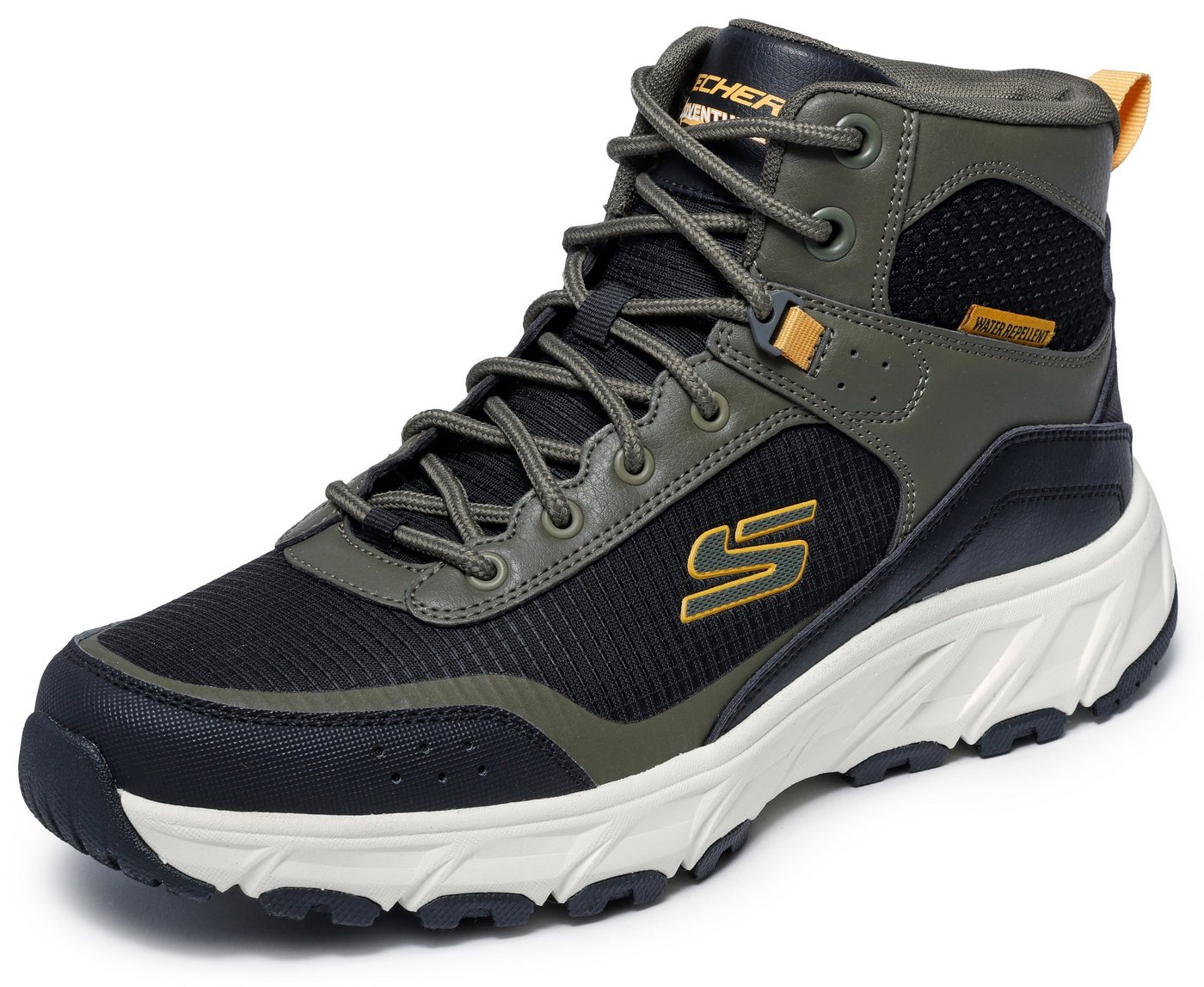 Skechers HILLCREST 2.0 Trekkingschuh Schnürboots, Freizeitschuh, wasserabweisend (grün/schwarz)