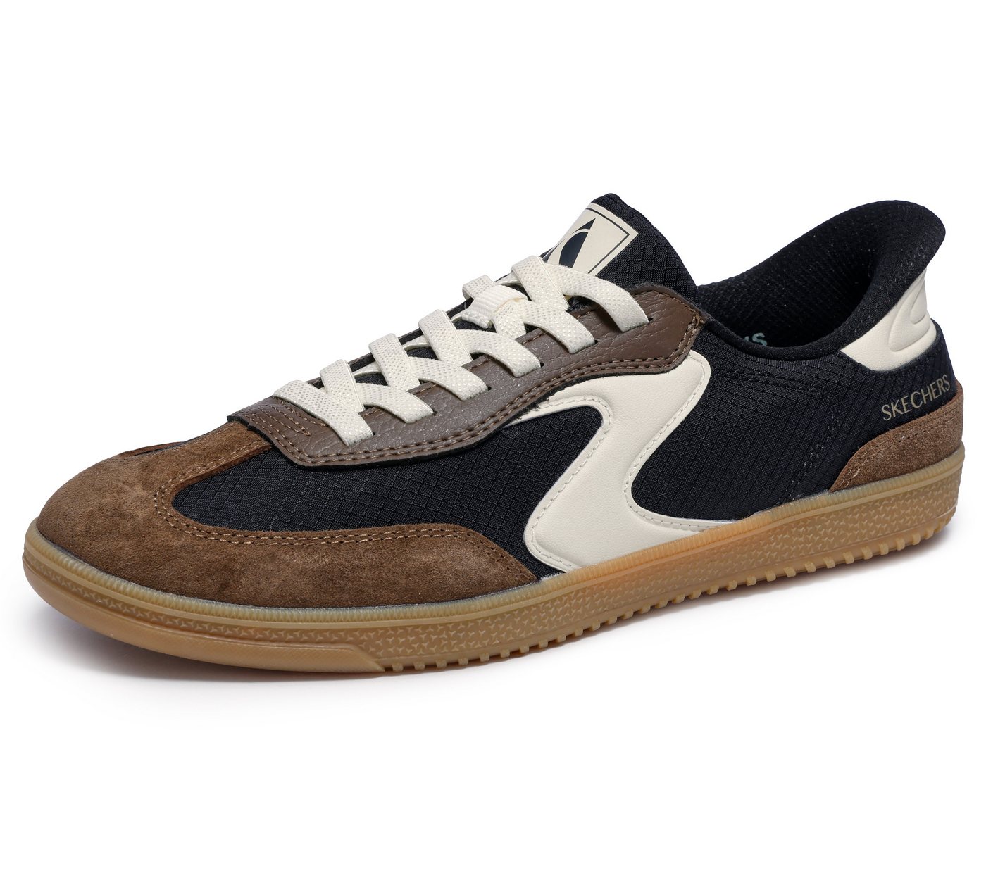 Skechers HOTSHOT-EVERYDAY EASE Slip-On Sneaker Retro Sneaker, Schnürschuh mit Slip-ins (braun/schwarz)