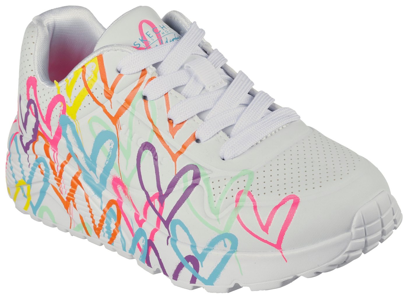 Skechers JGoldcrown: Uno Lite - Spread the Love Sneaker, Chunky Sneaker, Pleatausneaker, Retro Sneaker mit allover Print