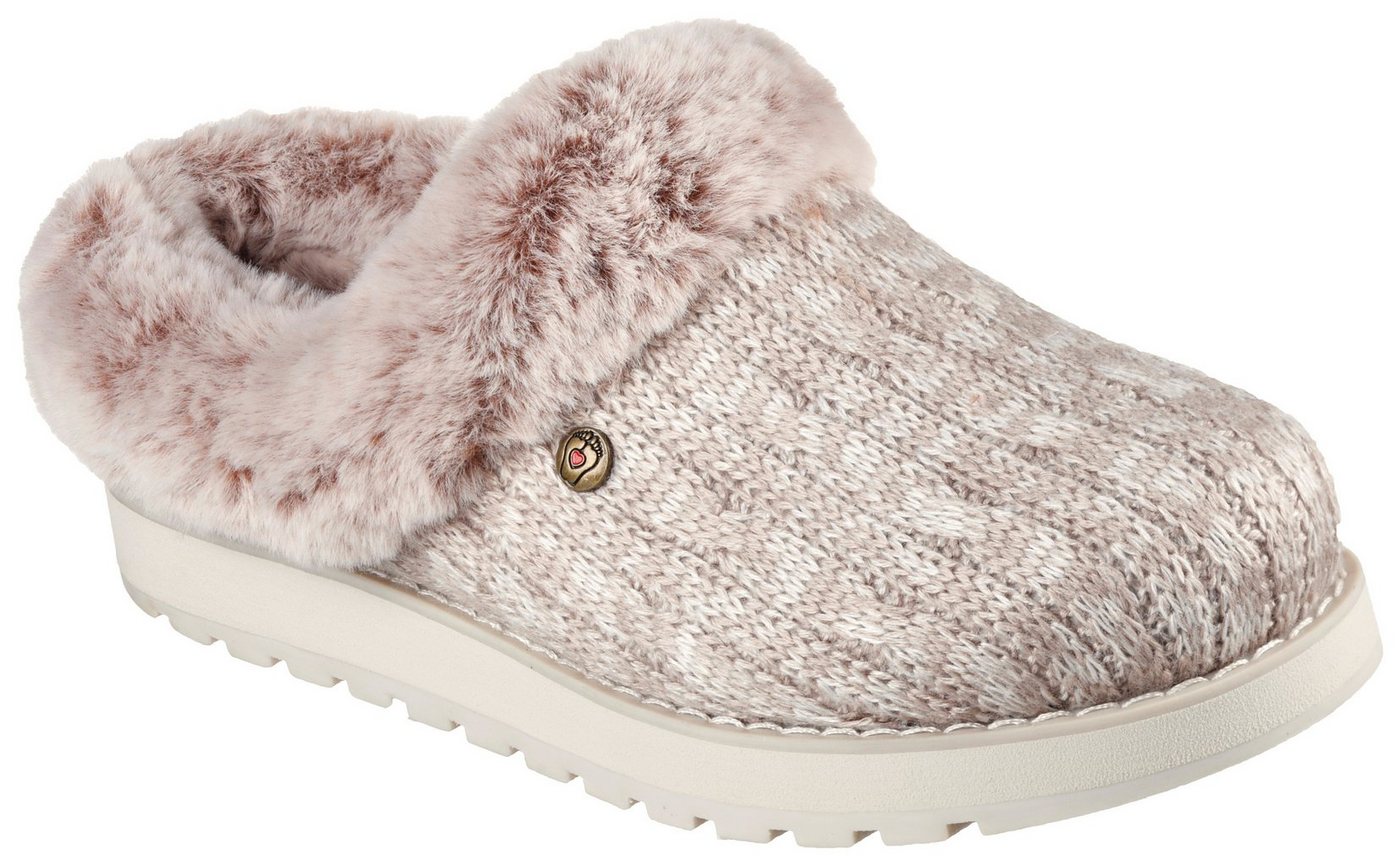 Skechers KEEPSAKES - ICE ANGEL Pantoffel Hausschuh in Strick-Optik (beige/braun)