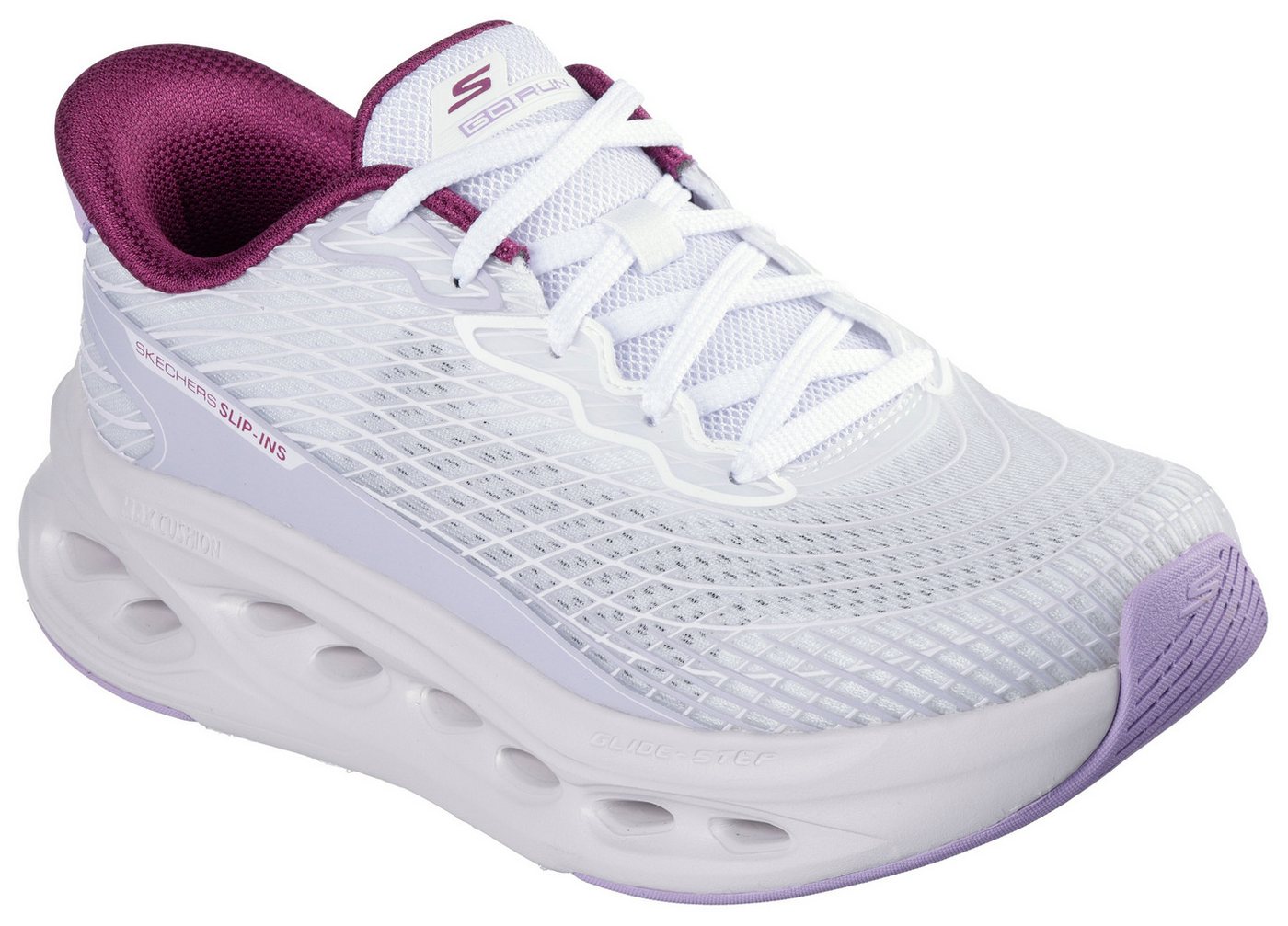 Skechers MAX CUSHIONING GLIDE-STEP-SAPPHIRE Slip-On Sneaker Laufschuh, Trainingsschuh mit dämpfender Glide Step Sohle