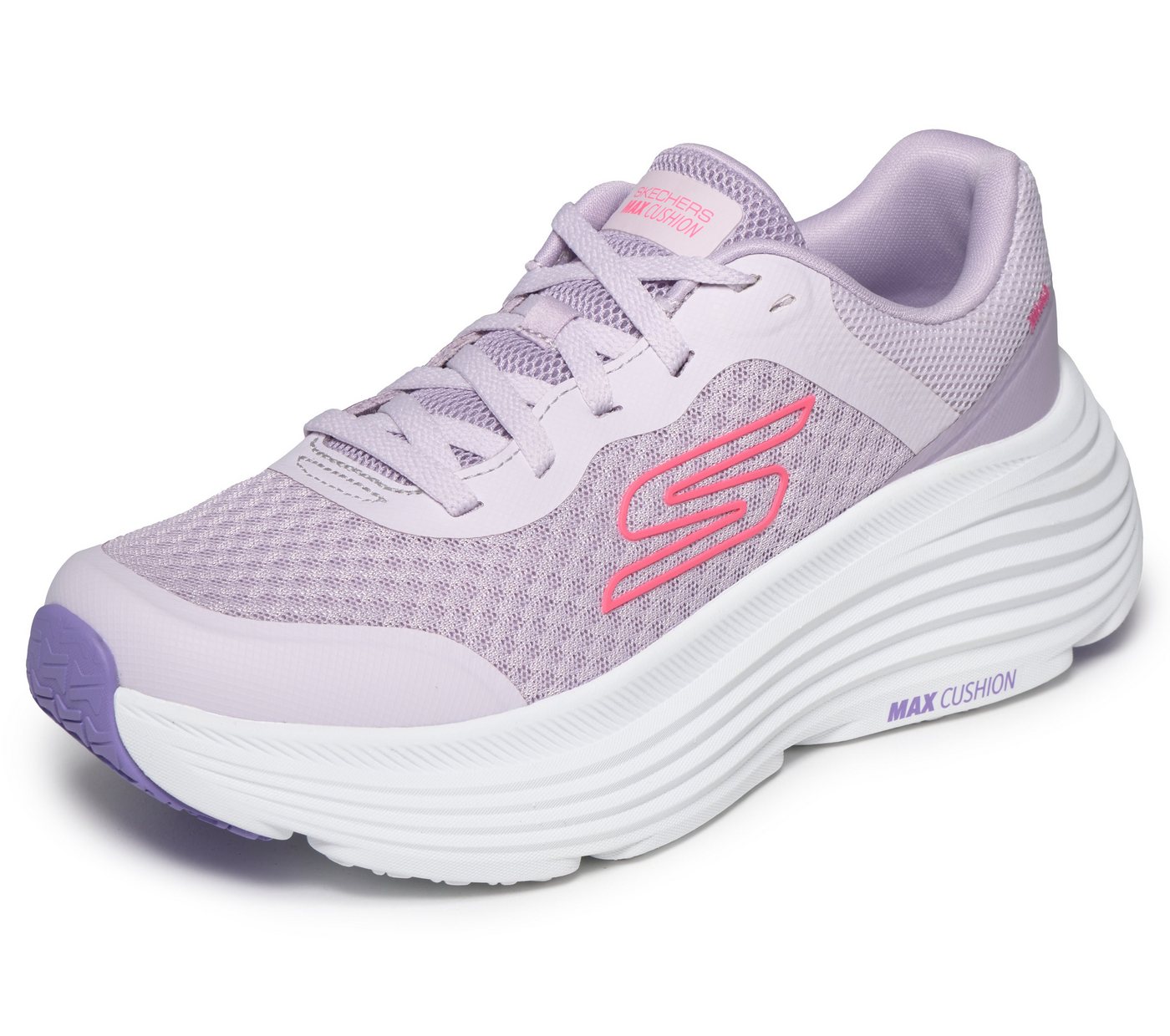 Skechers MAX CUSHIONING Sneaker Laufschuh, Sportschuh, Schnürschuh, Freizeitschuh mit Max Cushioning (lavendel)