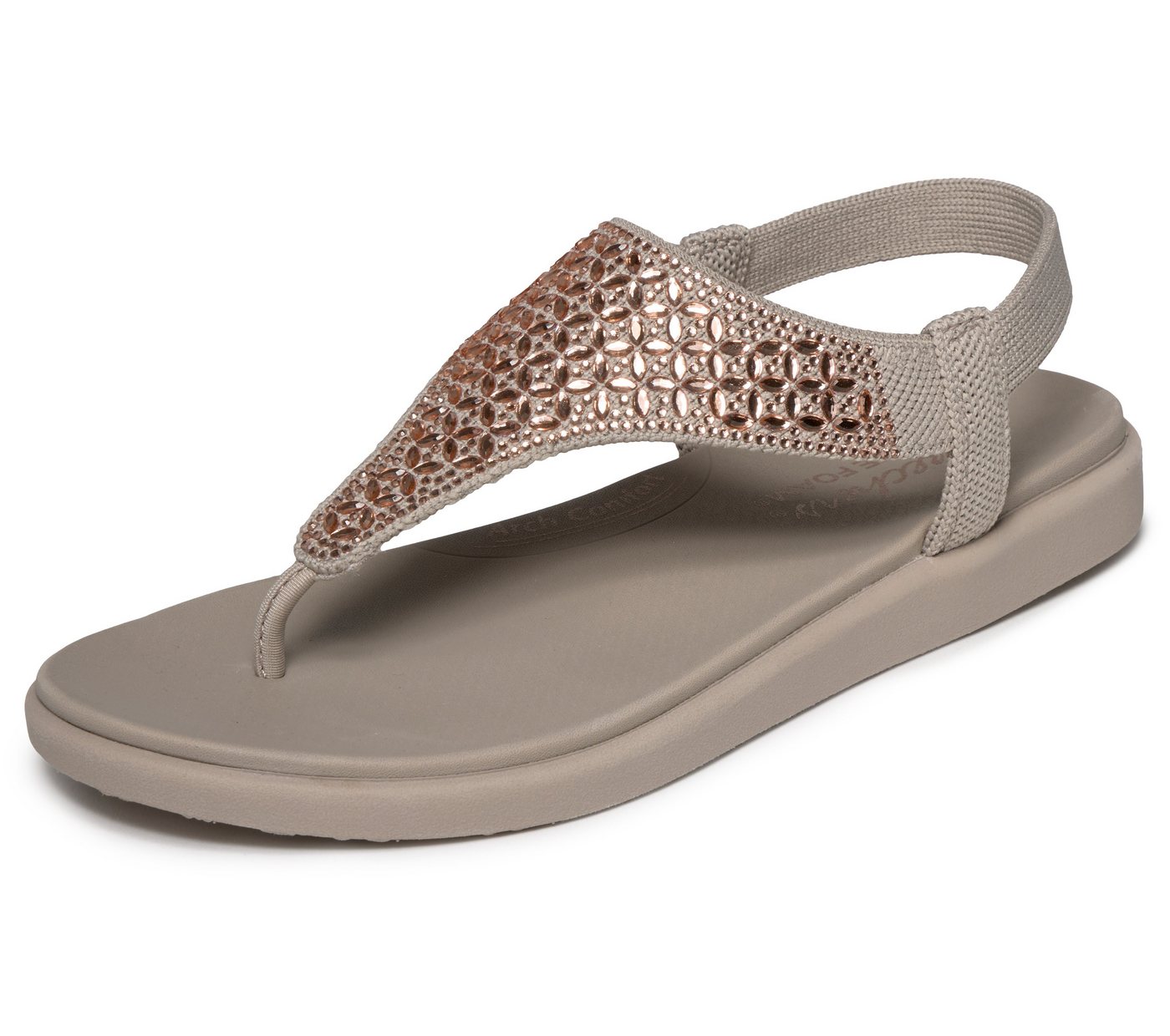 Skechers MEDITATION LUXE Sandale Sommerschuh, Zehentrenner, Strandschuh mit Glitzersteinchen