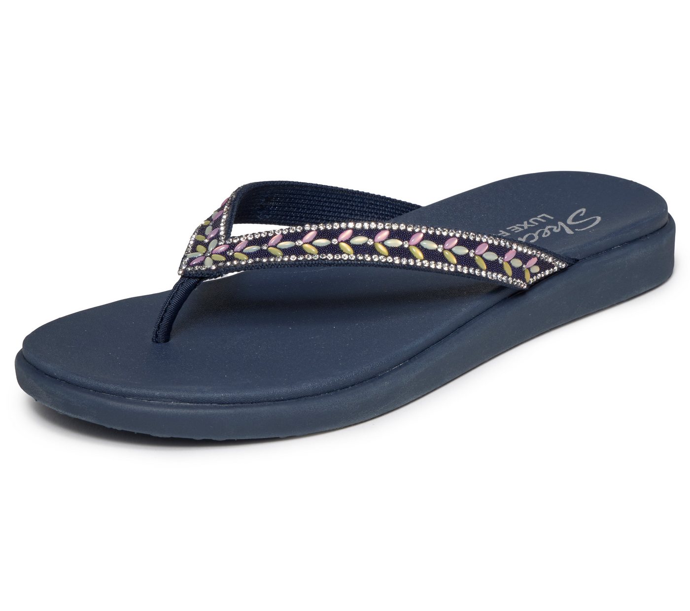 Skechers MEDITATION LUXE- Zehentrenner Strandschuh, Sommerschuh, Badeschuh mit Glitzersteinchen