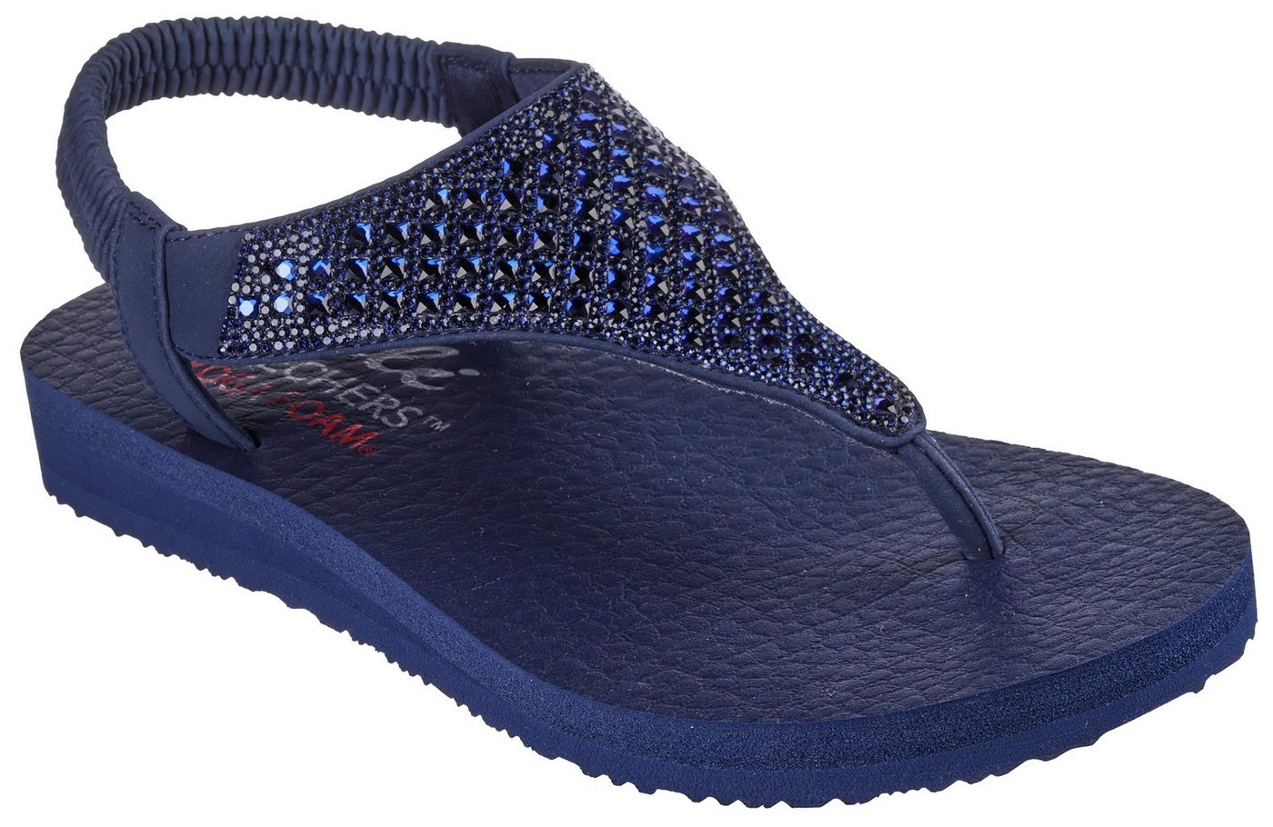 Skechers MEDITATION-ROCKSTAR Sandale, Sommerschuh, Sandalette, Riemchensandale, mit Glitzersteinen (blau)