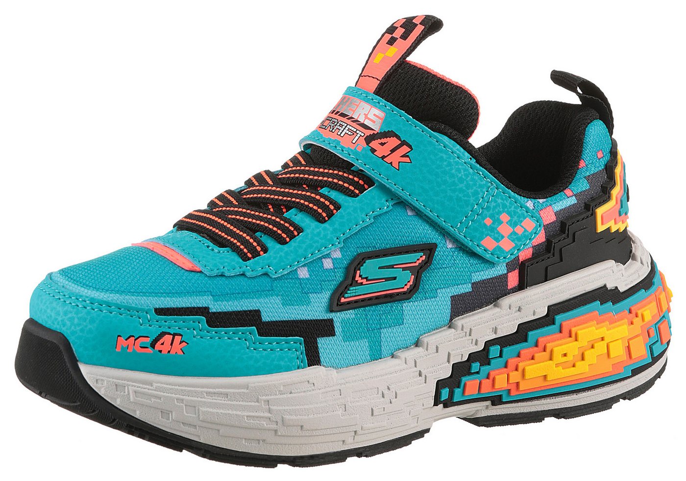 Skechers MEGA-CRAFT 4K Sneaker, Klettschuh im coolen Pixel-Look, Größenschablone zum Download