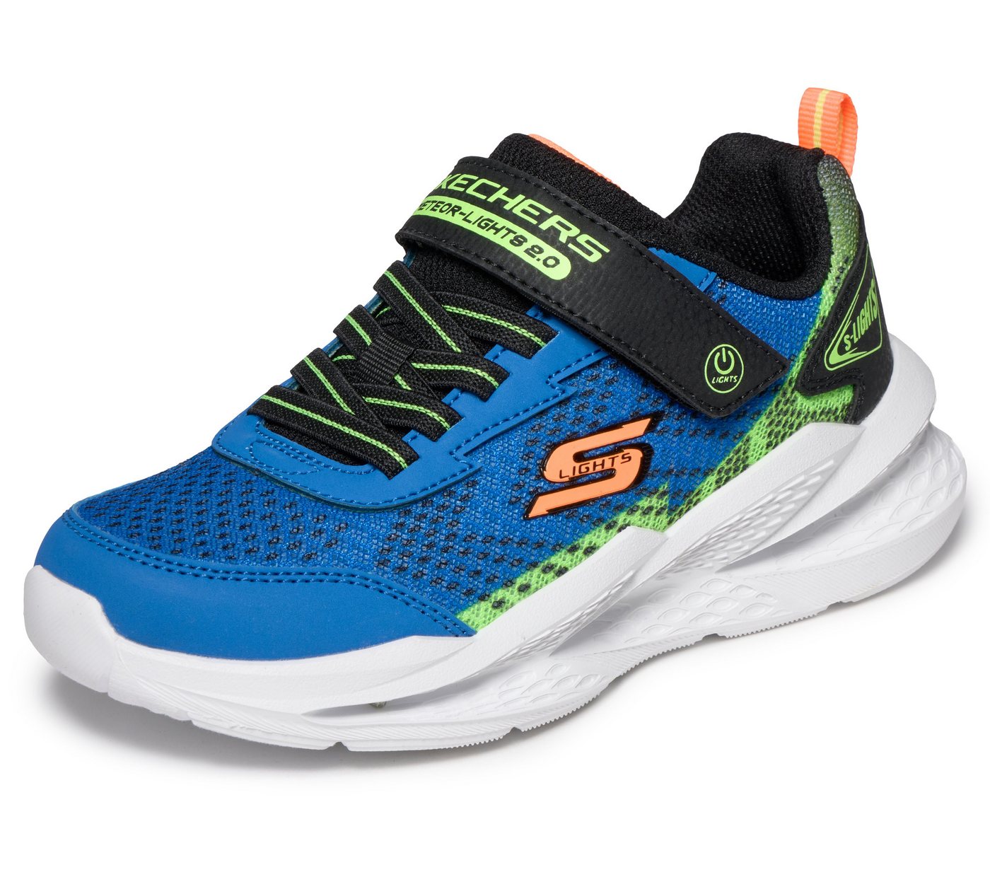 Skechers METEOR-LIGHTS 2.0 Sneaker Sportschuh mit Klett, Größenschablone zum Download (blau/schwarz)