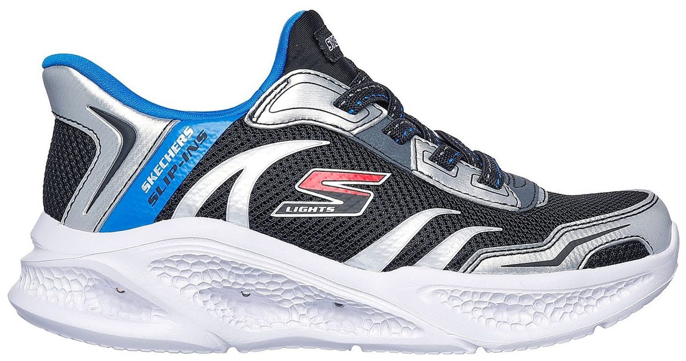 Skechers Meteor-Lights Brisk-Beams Silber SLBK Sneaker
