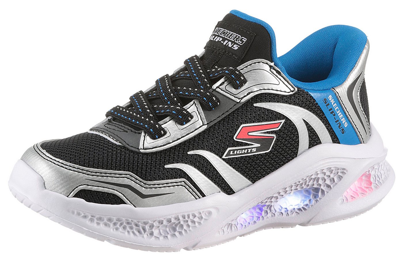 Skechers METEOR-LIGHTS Slip-On Sneaker Schlupfschuh mit cooler Blinkfunktion, Größenschablone zum Download