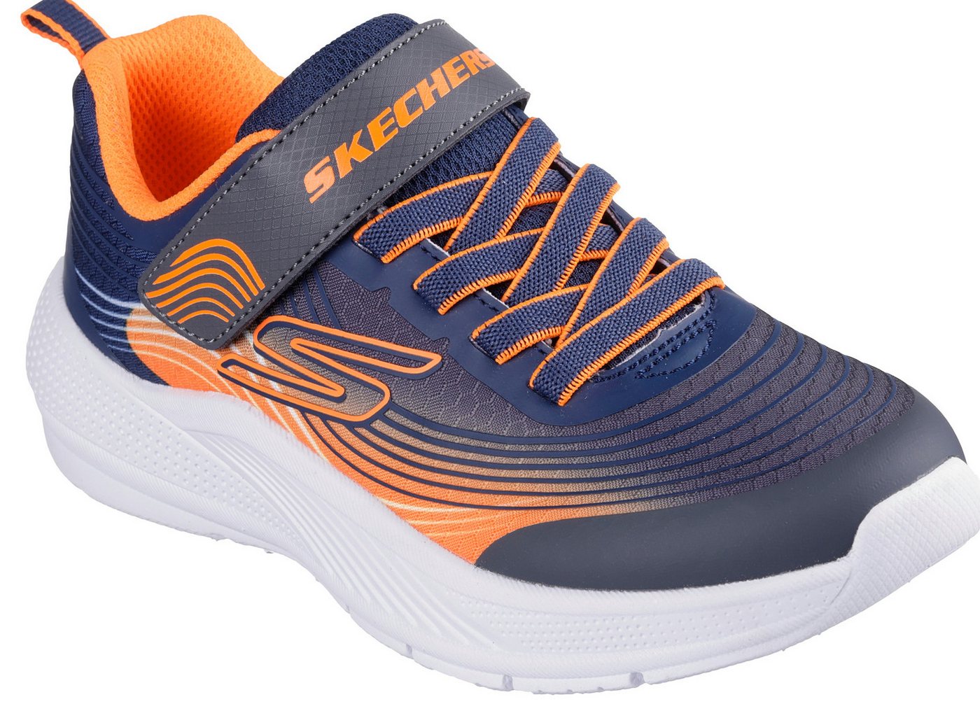 Skechers MICROSPEC ADVANCE Sneaker Klettschuh in cooler Farbkombination, Größenschablone zum Download (blau/orange)