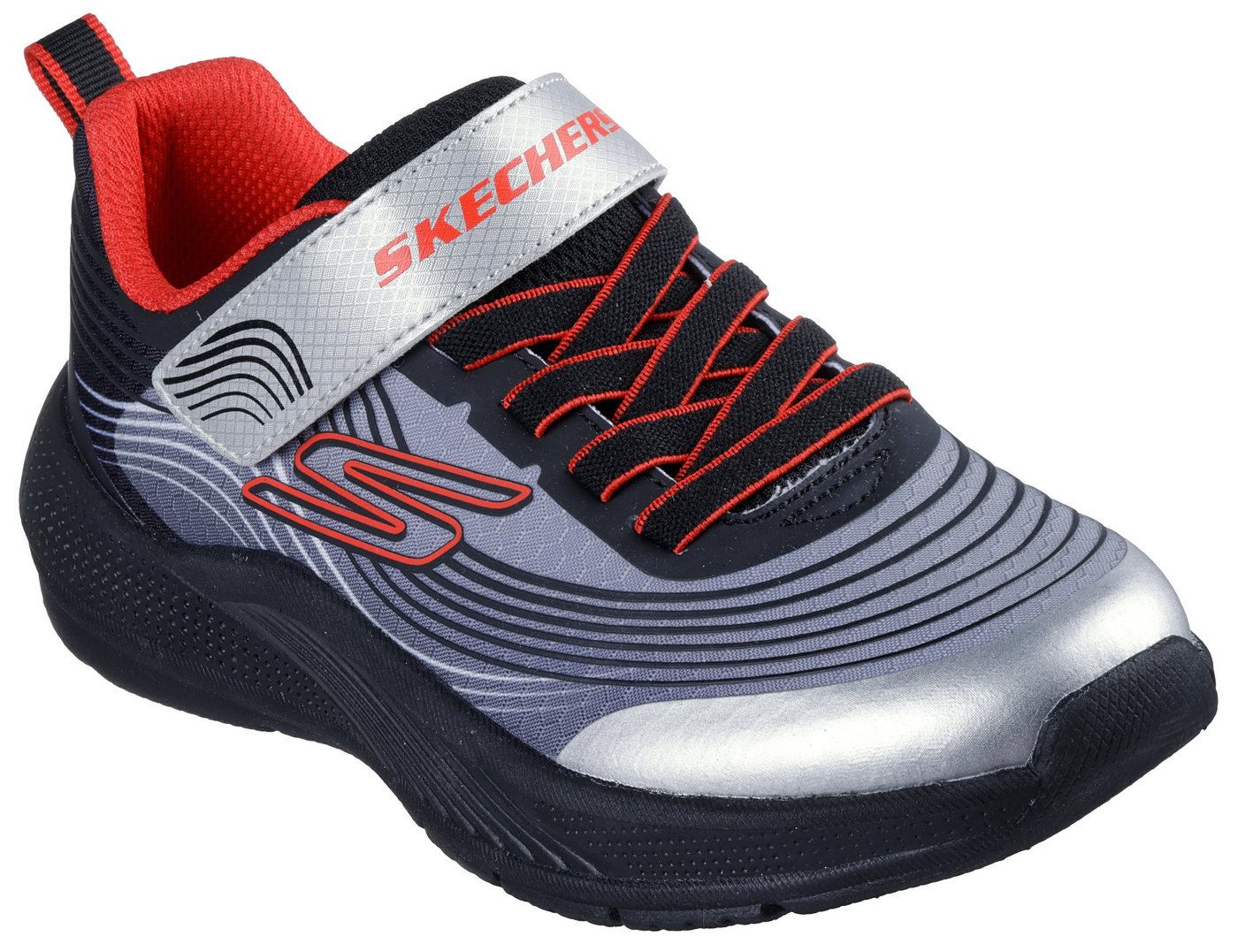 Skechers MICROSPEC ADVANCE Sneaker Klettschuh in cooler Farbkombination, Größenschablone zum Download (schwarz/silber)