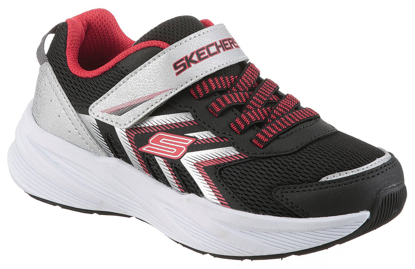 Skechers MICROSPEC TREAD Sneaker Freizeitschuh mit Klettverschluss, Größenschablone zum Download (schwarz/silber)
