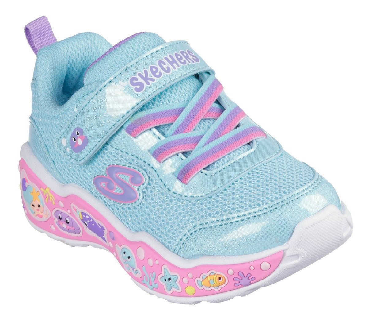 Skechers PLAY SCENE-FUN SQUAD Lauflernschuh Sneaker mit bunten Motiven verziert, Größenschablone zum Download