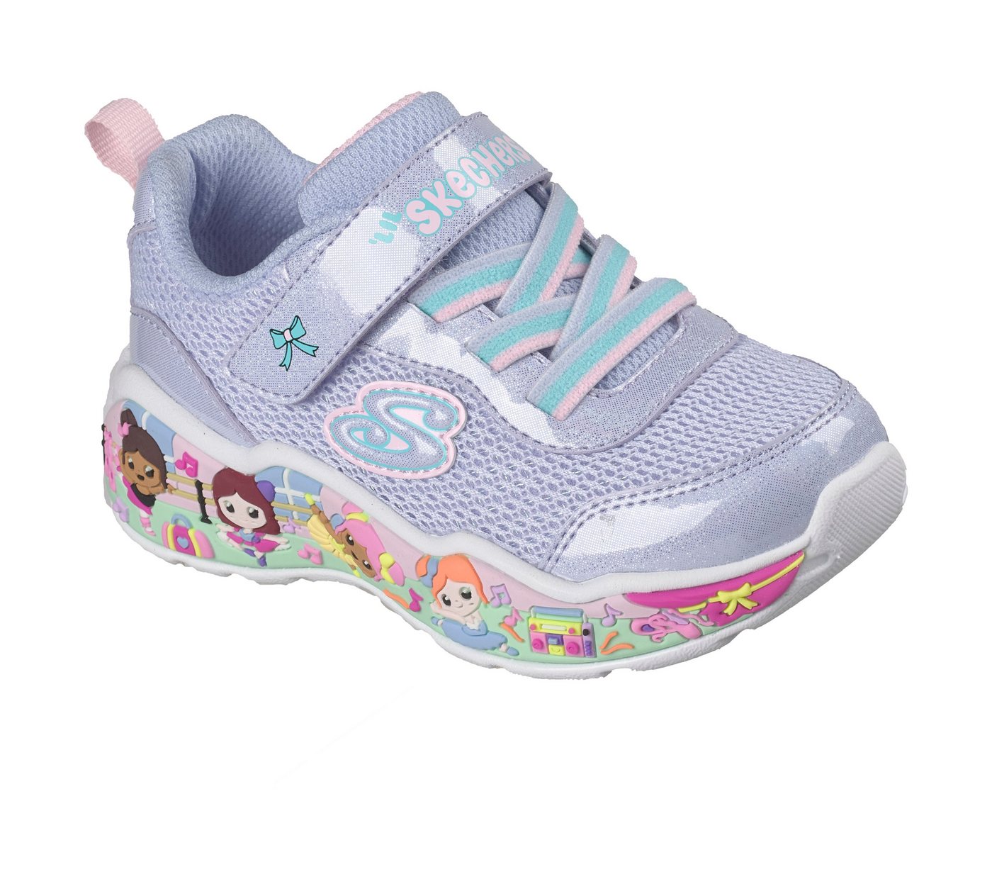 Skechers PLAY SCENE-FUN SQUAD Lauflernschuh Sneaker mit bunten Motiven verziert, Größenschablone zum Download