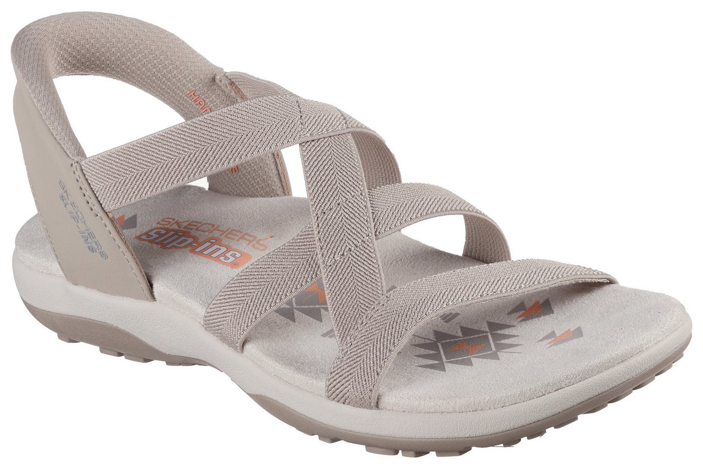 Skechers REGGAE SLIM-STRETCH FLEX Sandale Flats, Trekking Sandale mit Slip-ins Funktion (beige)