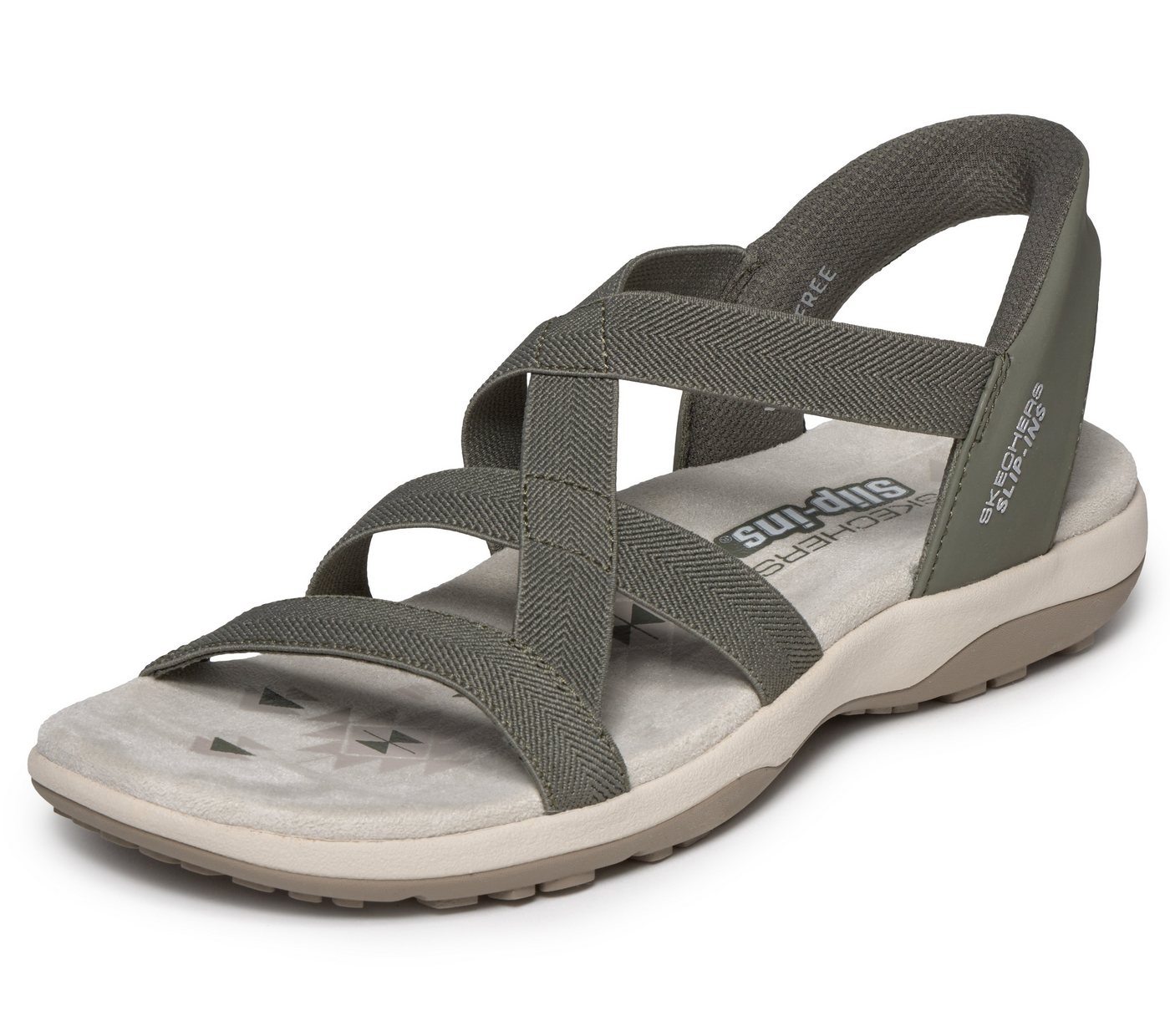 Skechers REGGAE SLIM-STRETCH FLEX Sandale Flats, Trekking Sandale mit Slip-ins Funktion (grün)