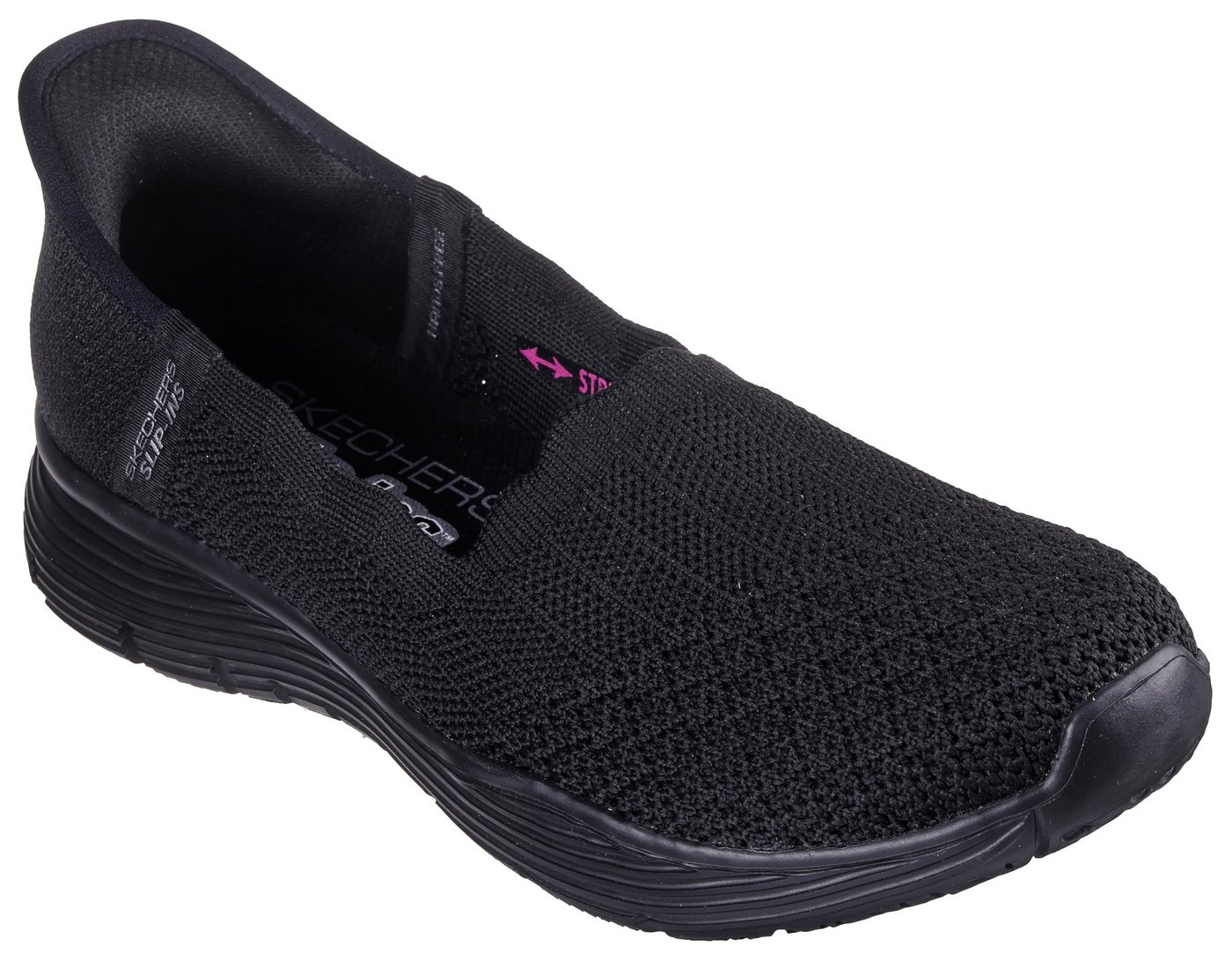 Skechers SEAGER-BELIEVE IT Slip-On Sneaker, Slipper, Reha Schuh mit Handsfree Slip-ins Funktion (schwarz)