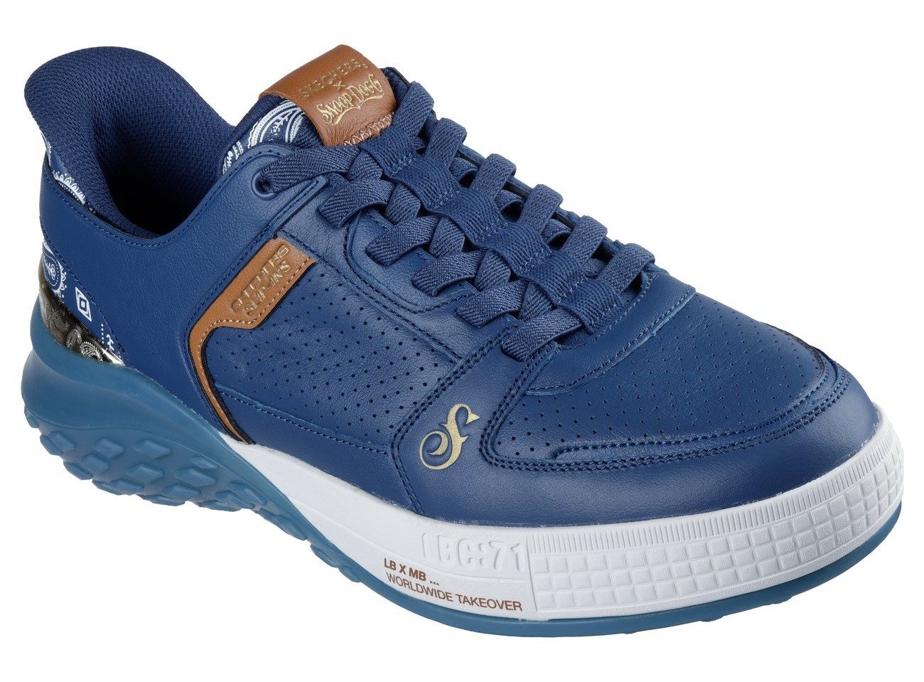 Skechers SIZZLE-SNOOP SIZZLE SLIP-INS PAISLEY Slip-On Sneaker, Snoop Dogg Sneaker, Sneaker zum Schlupfen (blau/braun)