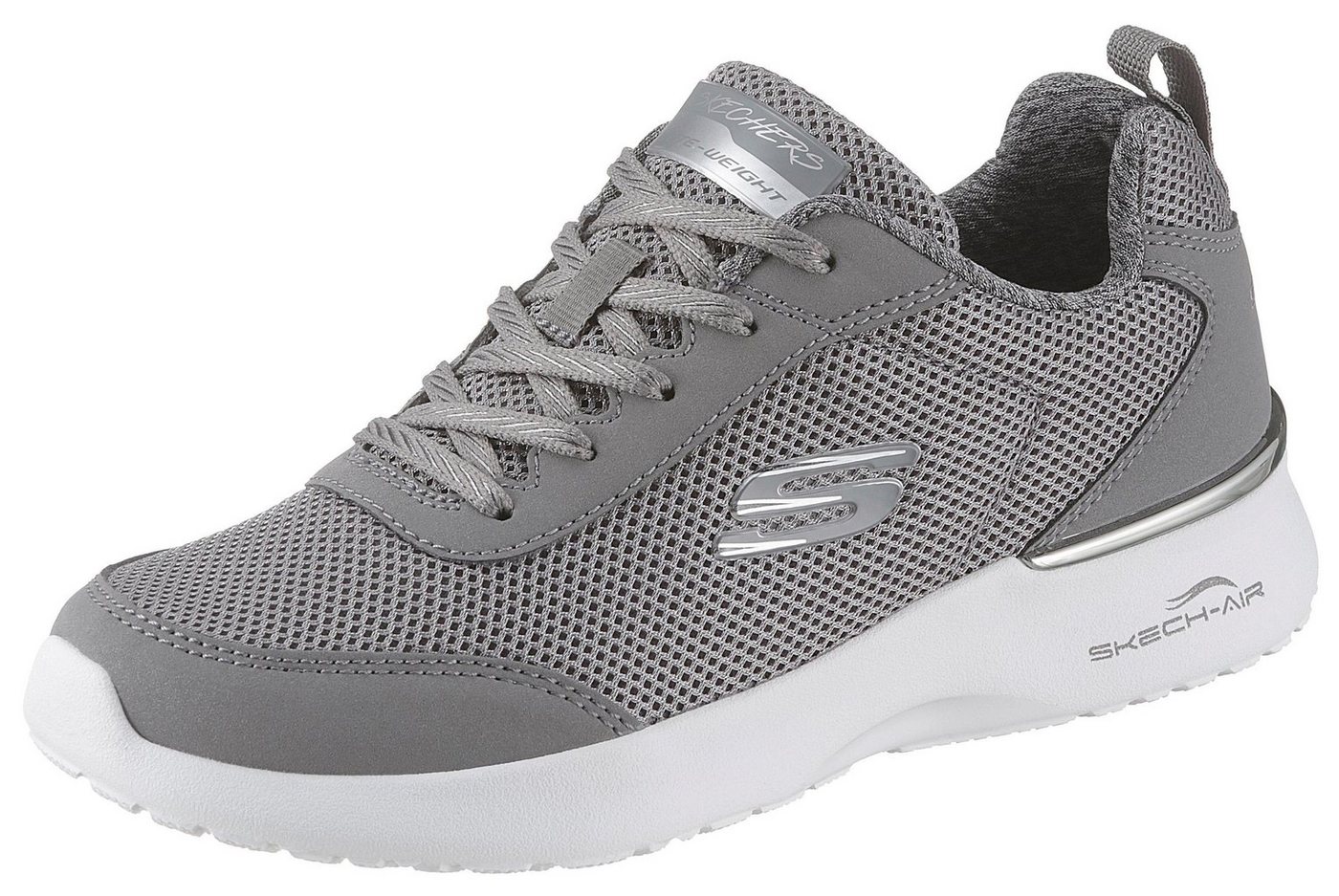 Skechers Skech-Air Dynamight - Fast Brake Sneaker Metallic-Element an der Ferse, Freizeitschuh, Halbschuh, Schnürschuh (grau)