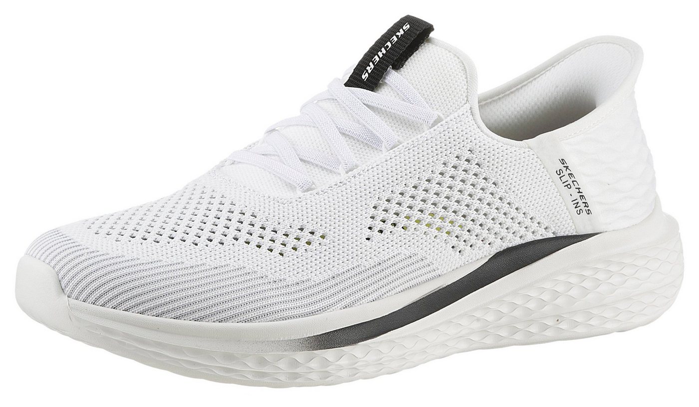 Skechers SLADE-QUINTO Slip-On Sneaker, Slipper, Freizeitschuh mit dezenten Kontrastbesatz (grau/weiß)