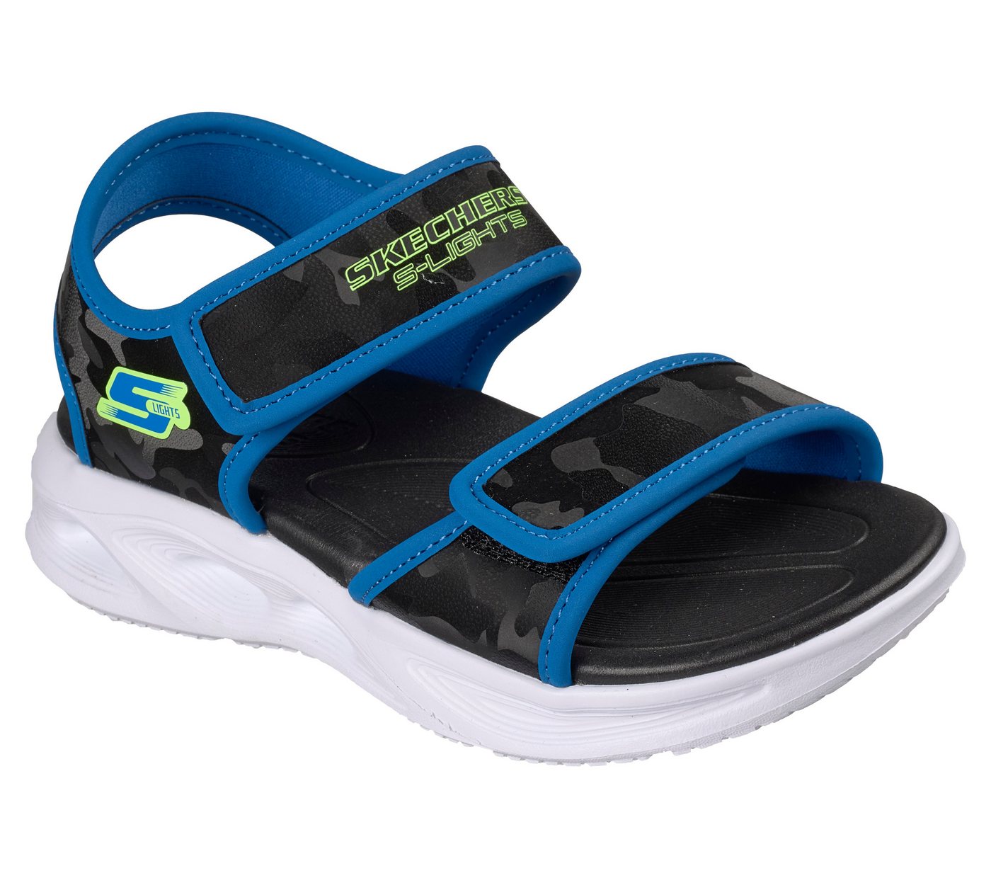 Skechers Sola Glow Sandal Sandale Sommerschuh mit Klettverschluss, Größenschablone zum Download (blau/schwarz)