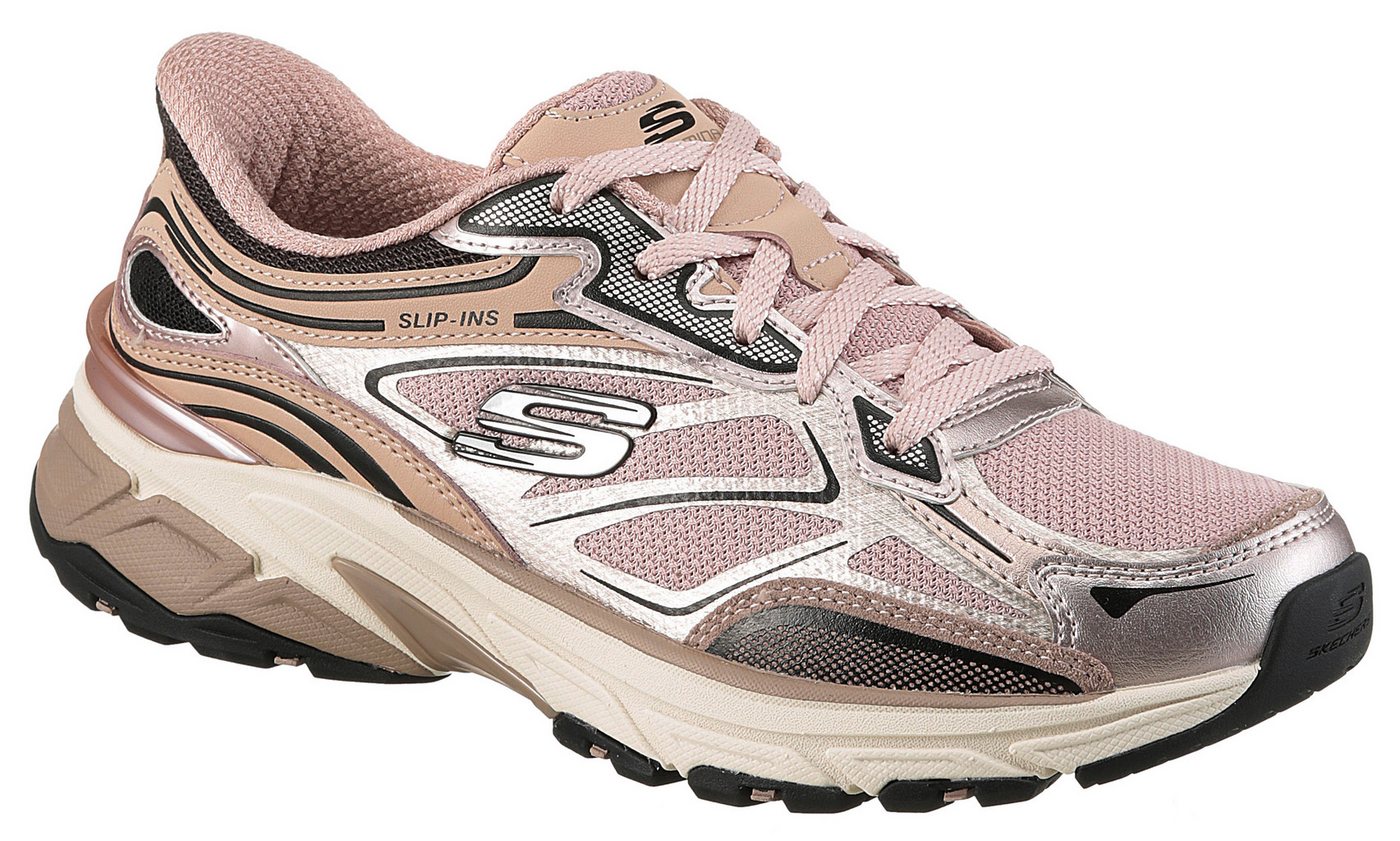 Skechers STAMINA SPORT Slip-On Sneaker Retro Sneaker, Schnürschuh mit Metallic-Besätzen (rosa)