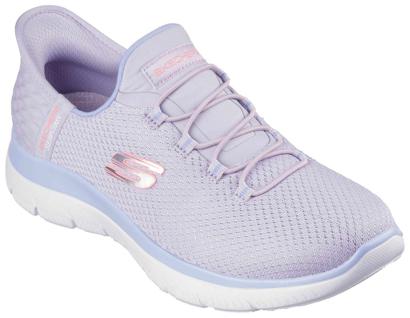 Skechers SUMMITS-DIAMOND DREAM Slip-On Sneaker Schlupfschuh, Freizeitschuh mit praktischer Slip-Ins Funktion (lavendel)