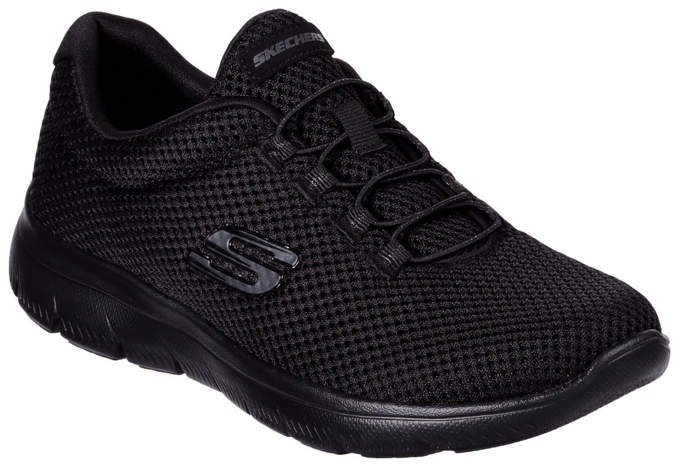 Skechers SUMMITS Slip-On Sneaker Freizeitschuh, Halbschuh, Schlupfschuh mit komfortabler Innensohle (schwarz)