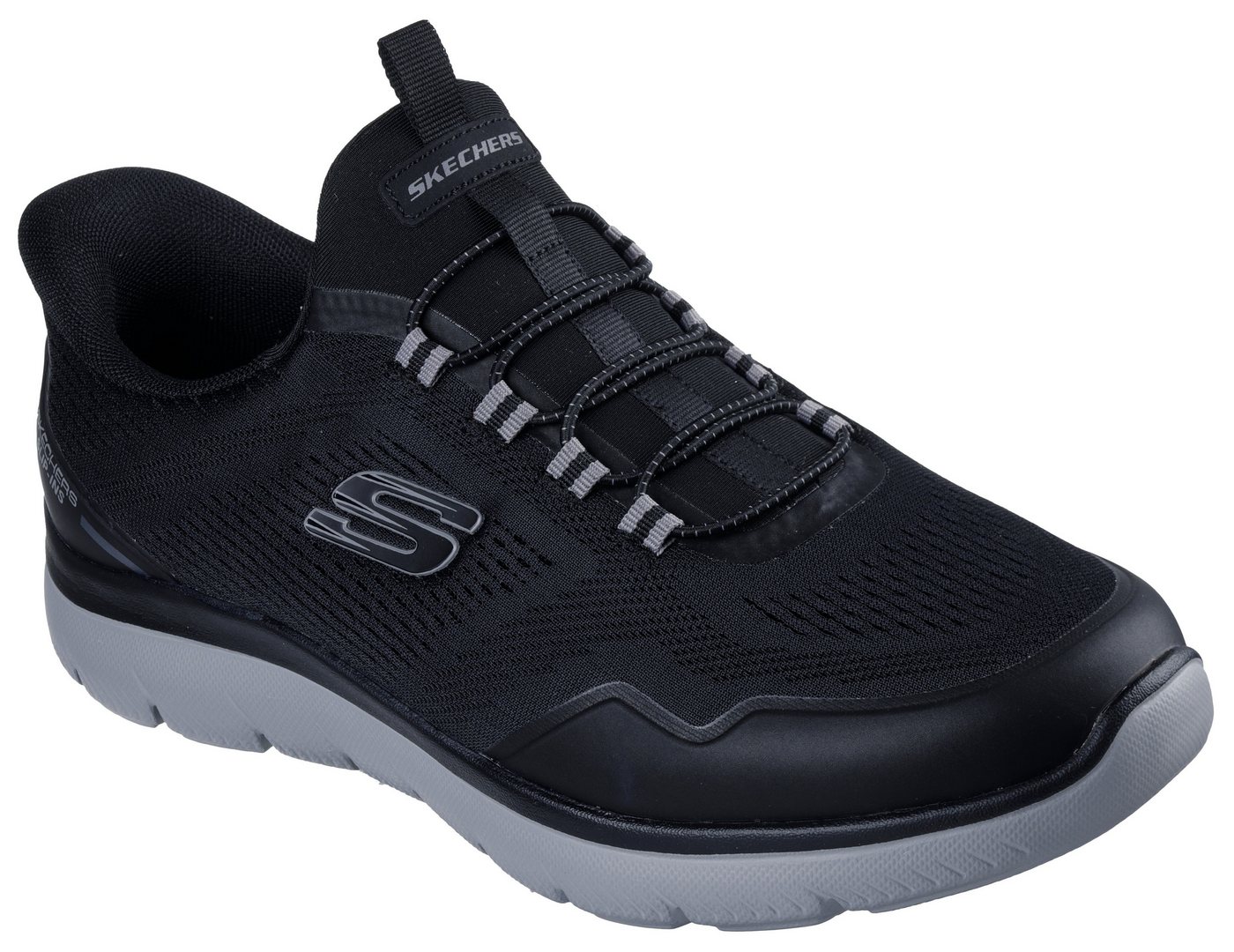 Skechers SUMMITS Slip-On Sneaker Freizeitschuh, Schnürschuh mit Memory Foam (grau/schwarz)